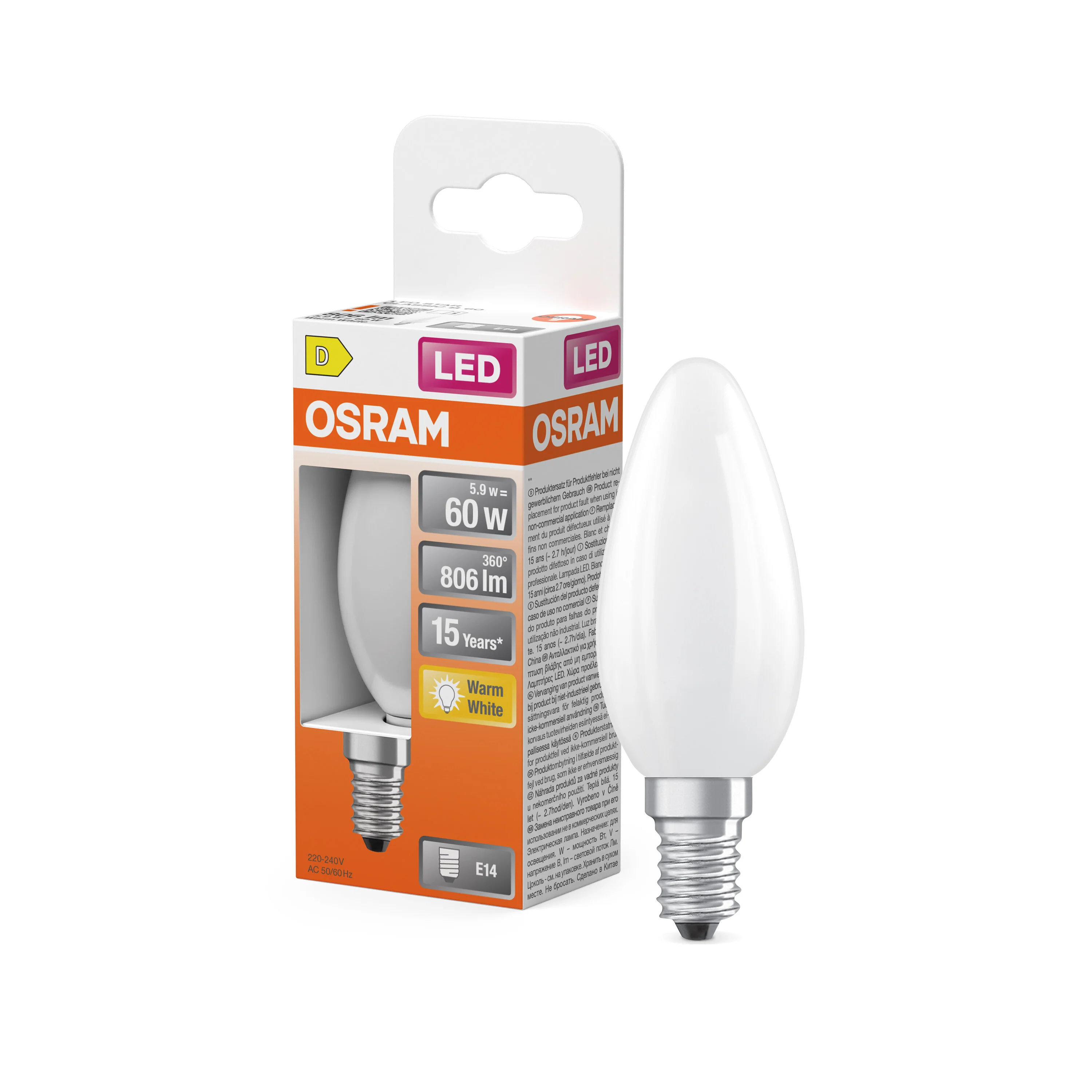 Żarówka LED OSRAM LED Star Classic B 60 Filament 5.9W 827 Frosted E14 - Image 4