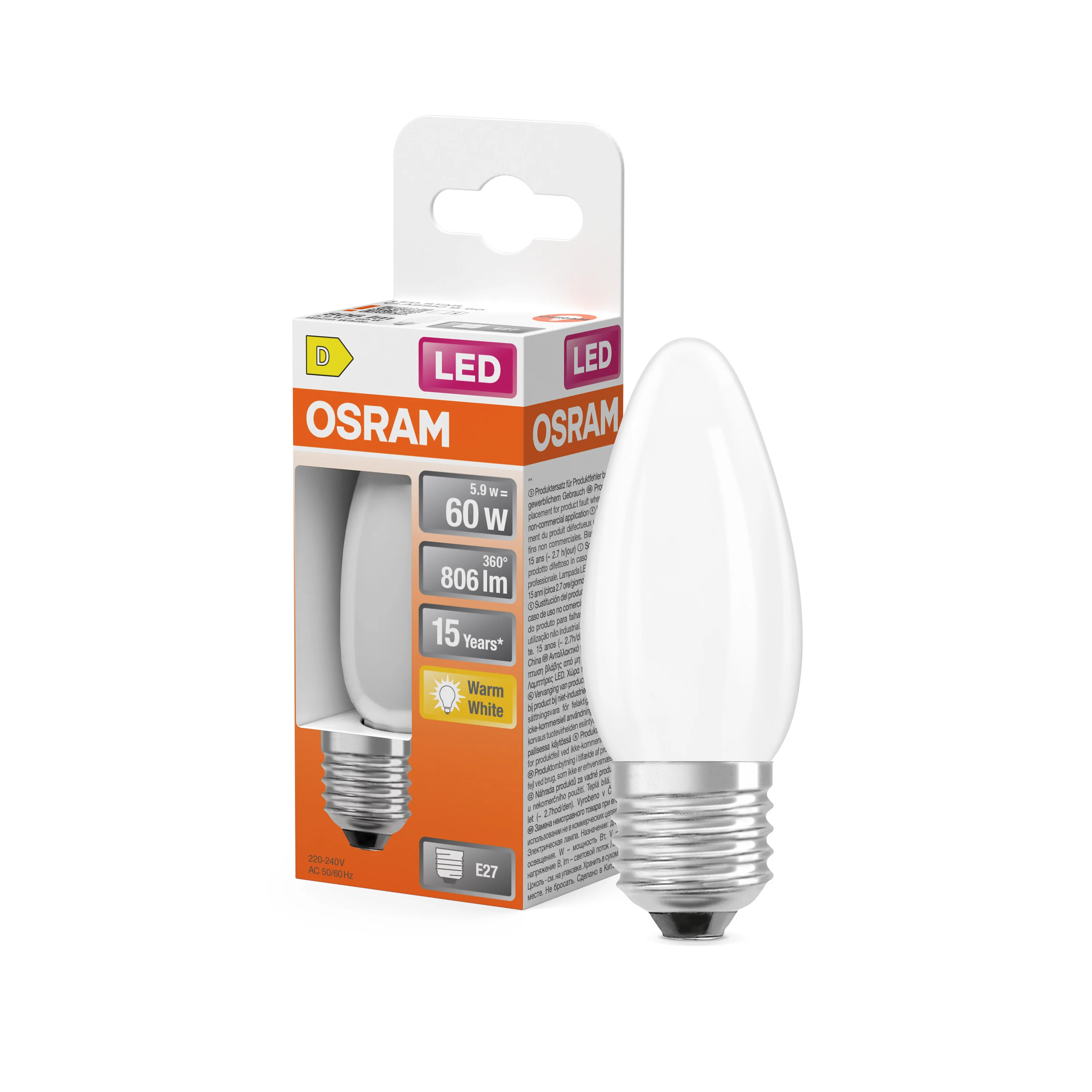 Żarówka LED OSRAM LED Star Classic B 60 Filament 5.9W 827 Frosted E27 - Image 4