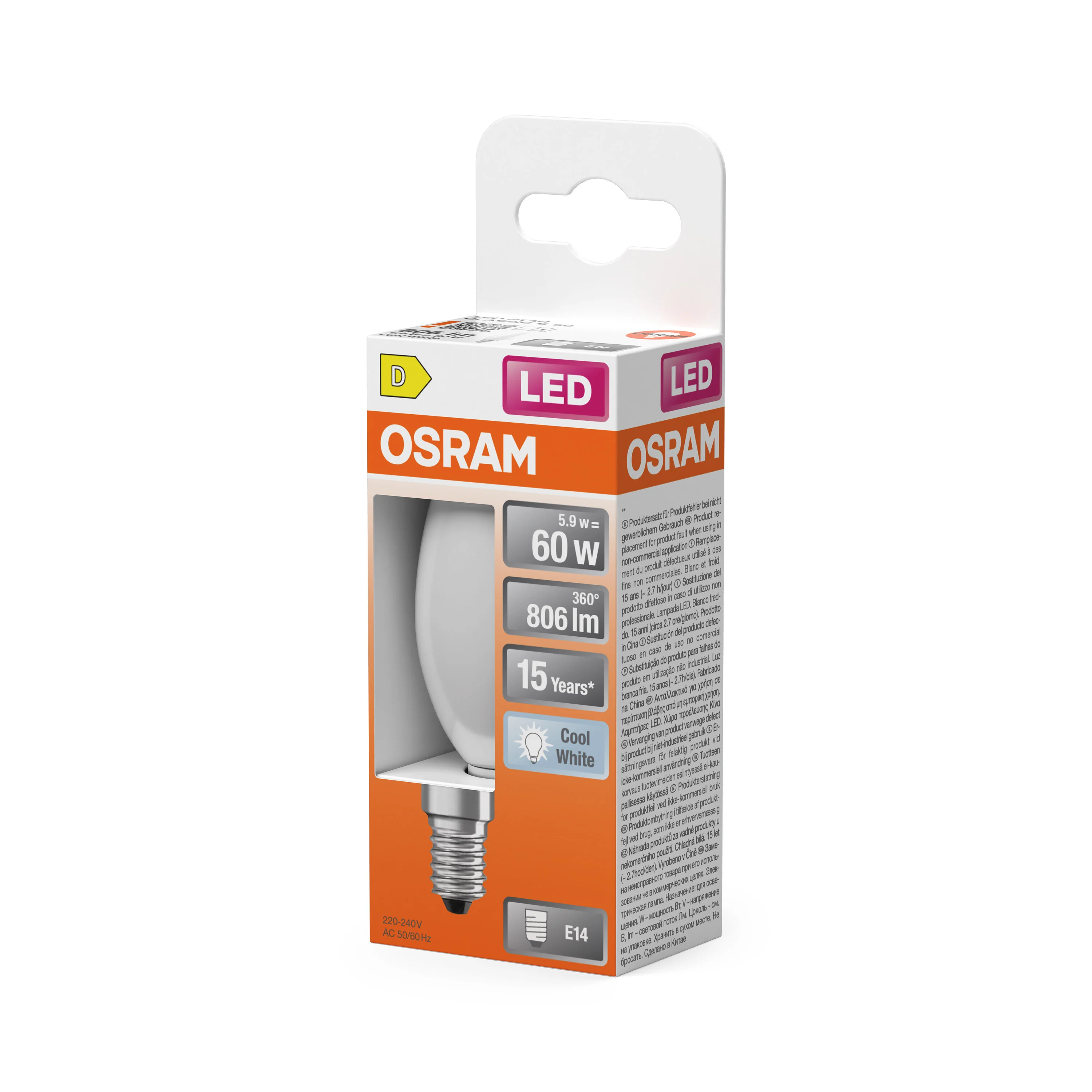 Żarówka LED OSRAM LED Star Classic B 60 Filament 5.9W 840 Frosted E14 - Image 5