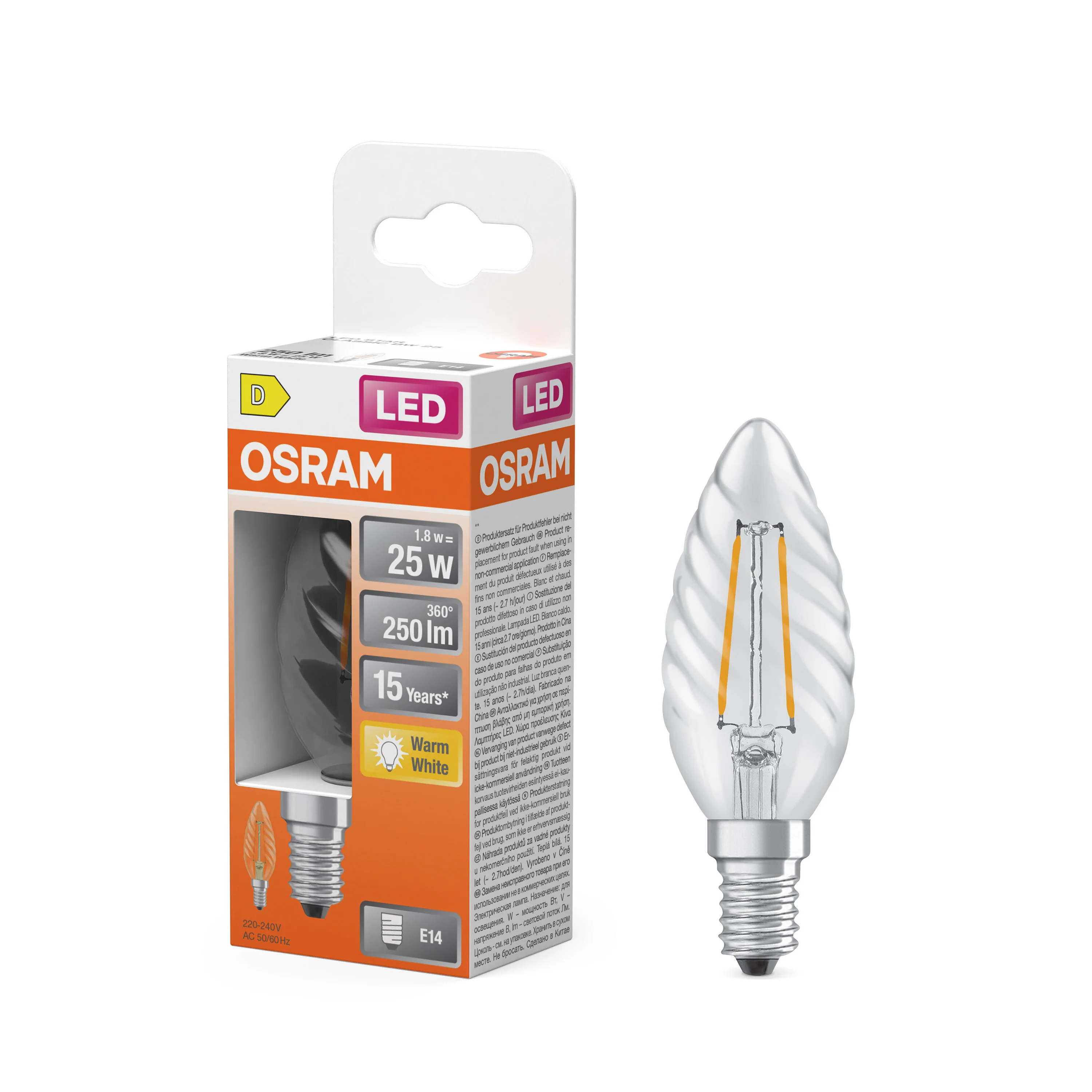 Żarówka LED OSRAM LED Star Classic BW 25 Filament 1.8W 827 Clear E14 - Image 4