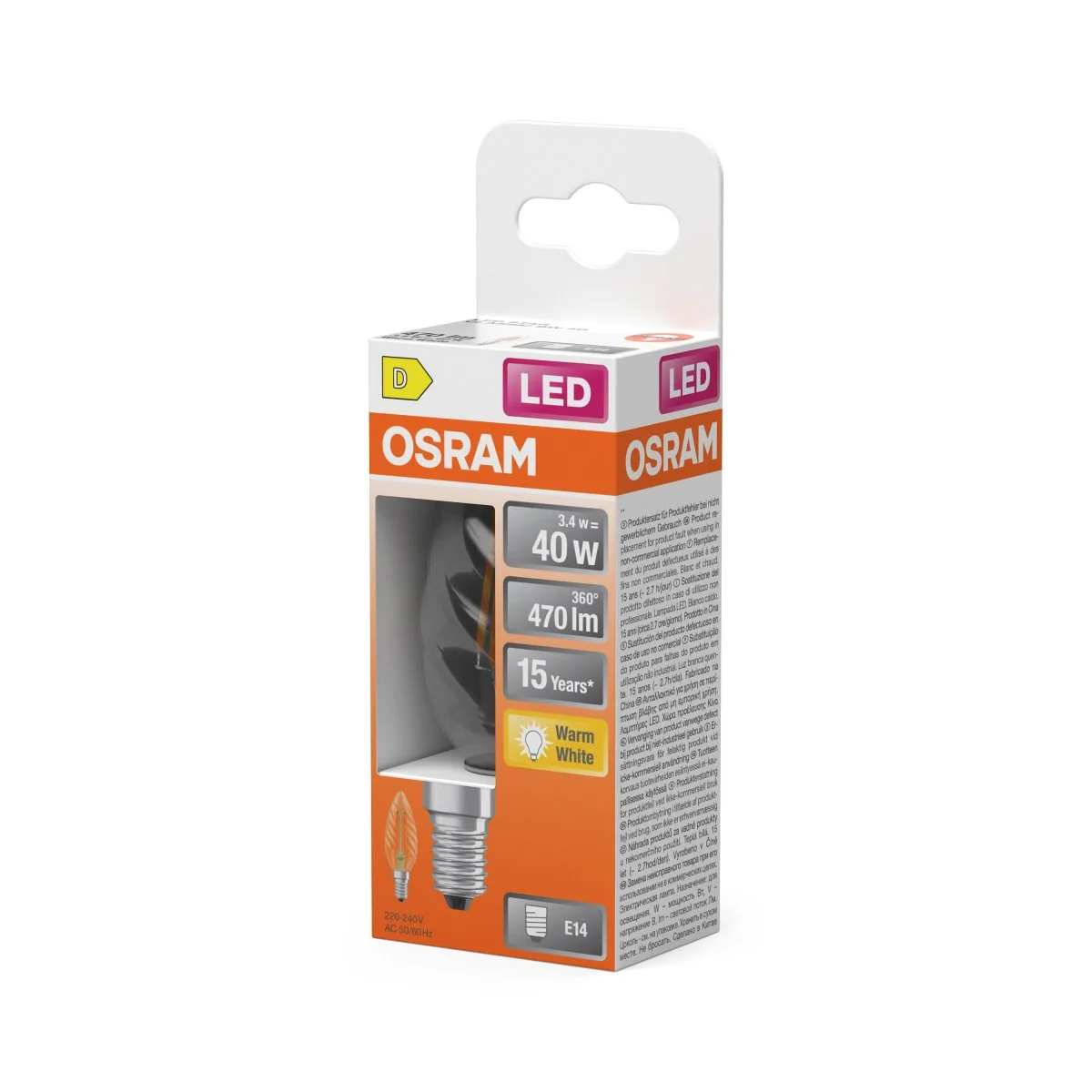 Żarówka LED OSRAM LED Star Classic BW 40 Filament 3.4W 827 Clear E14 - Image 2
