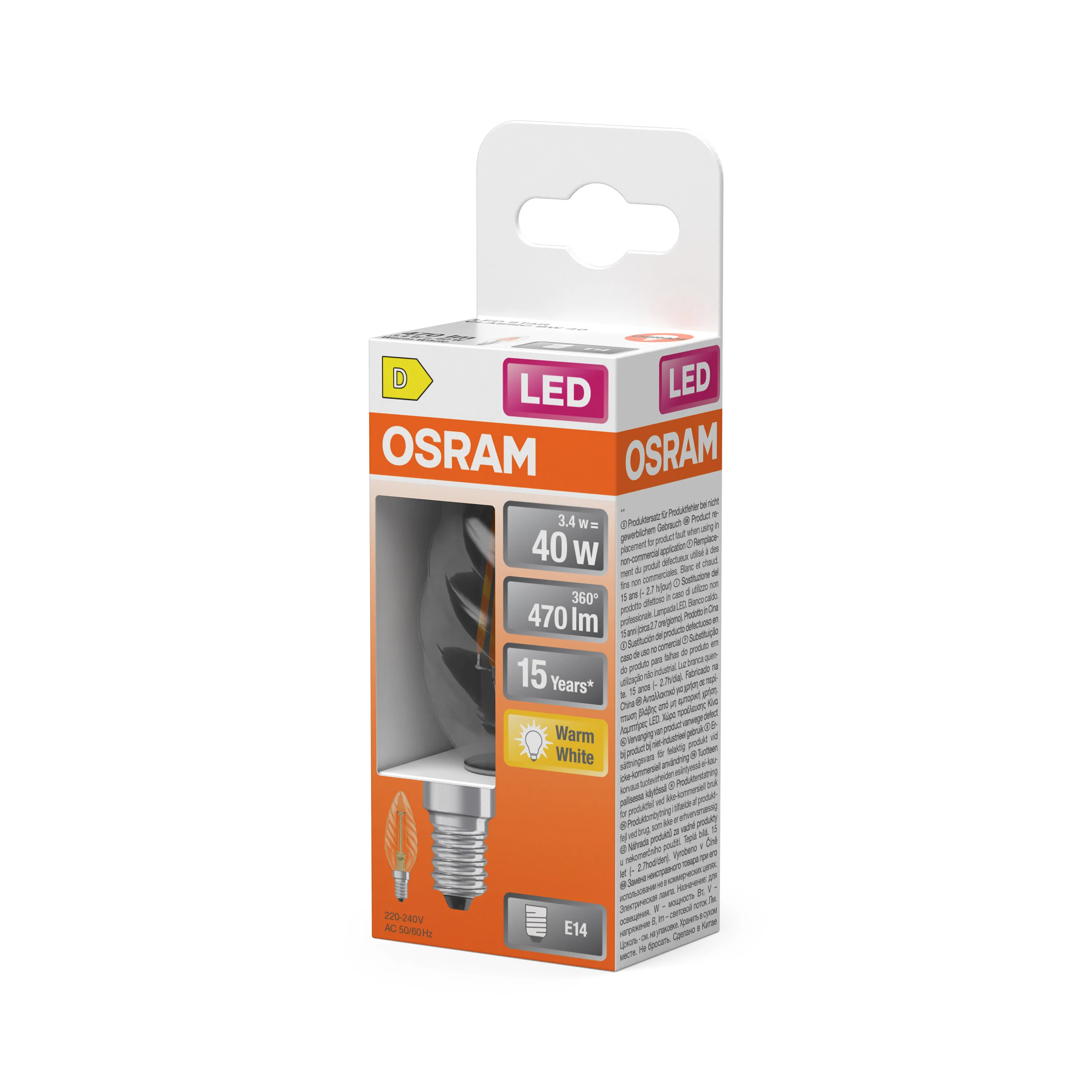 Żarówka LED OSRAM LED Star Classic BW 40 Filament 3.4W 827 Clear E14 - Image 5