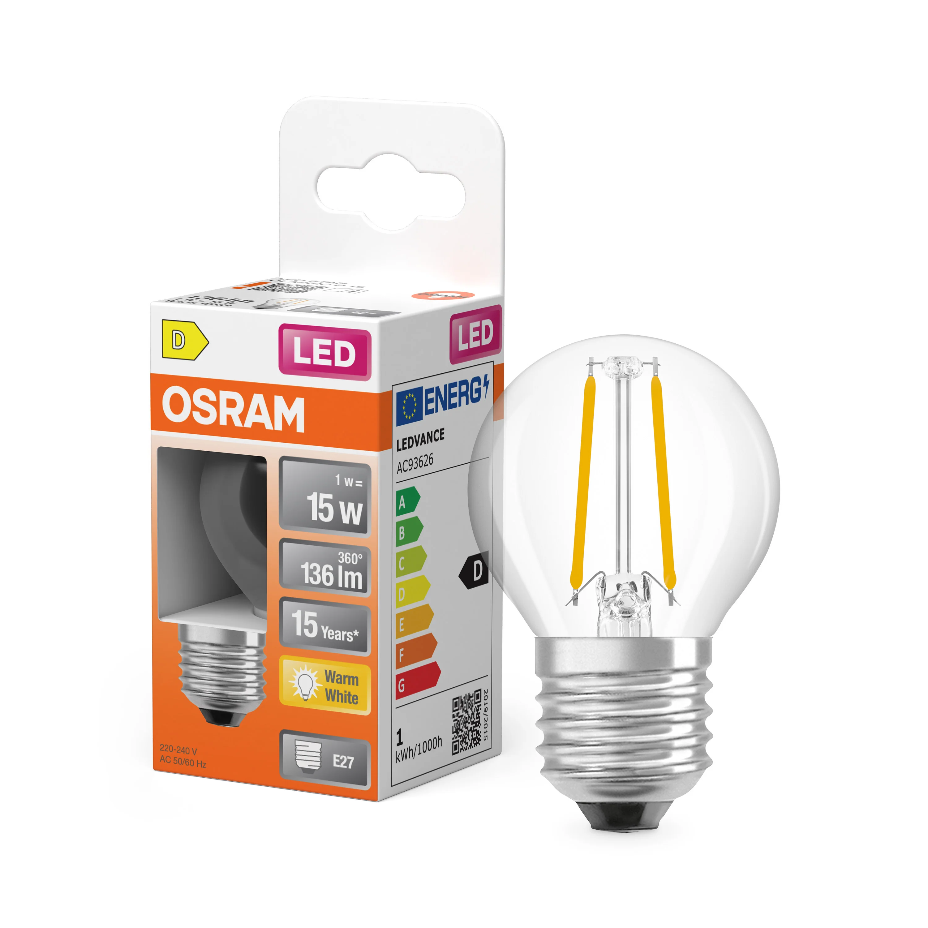 Żarówka LED OSRAM LED Star Classic P 15 Filament 1W 827 Clear E27 - Image 4