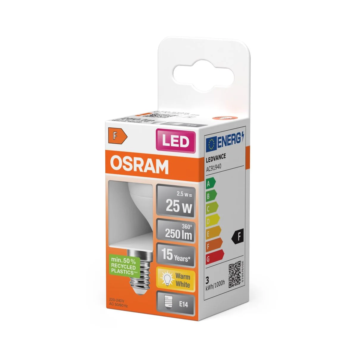 Żarówka LED OSRAM LED Star Classic P 25 2.5W 827 Frosted E14 - Image 2
