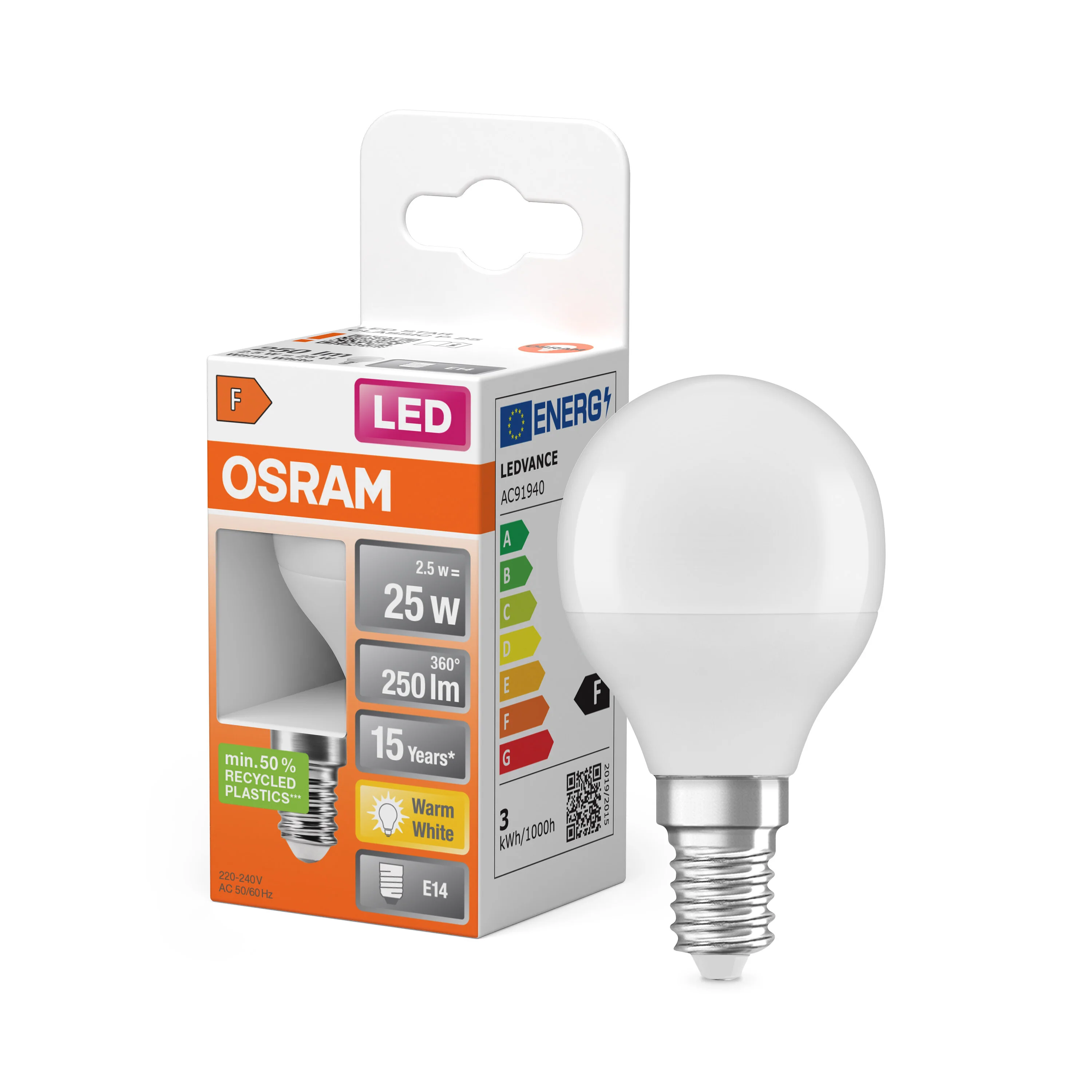 Żarówka LED OSRAM LED Star Classic P 25 2.5W 827 Frosted E14 - Image 4