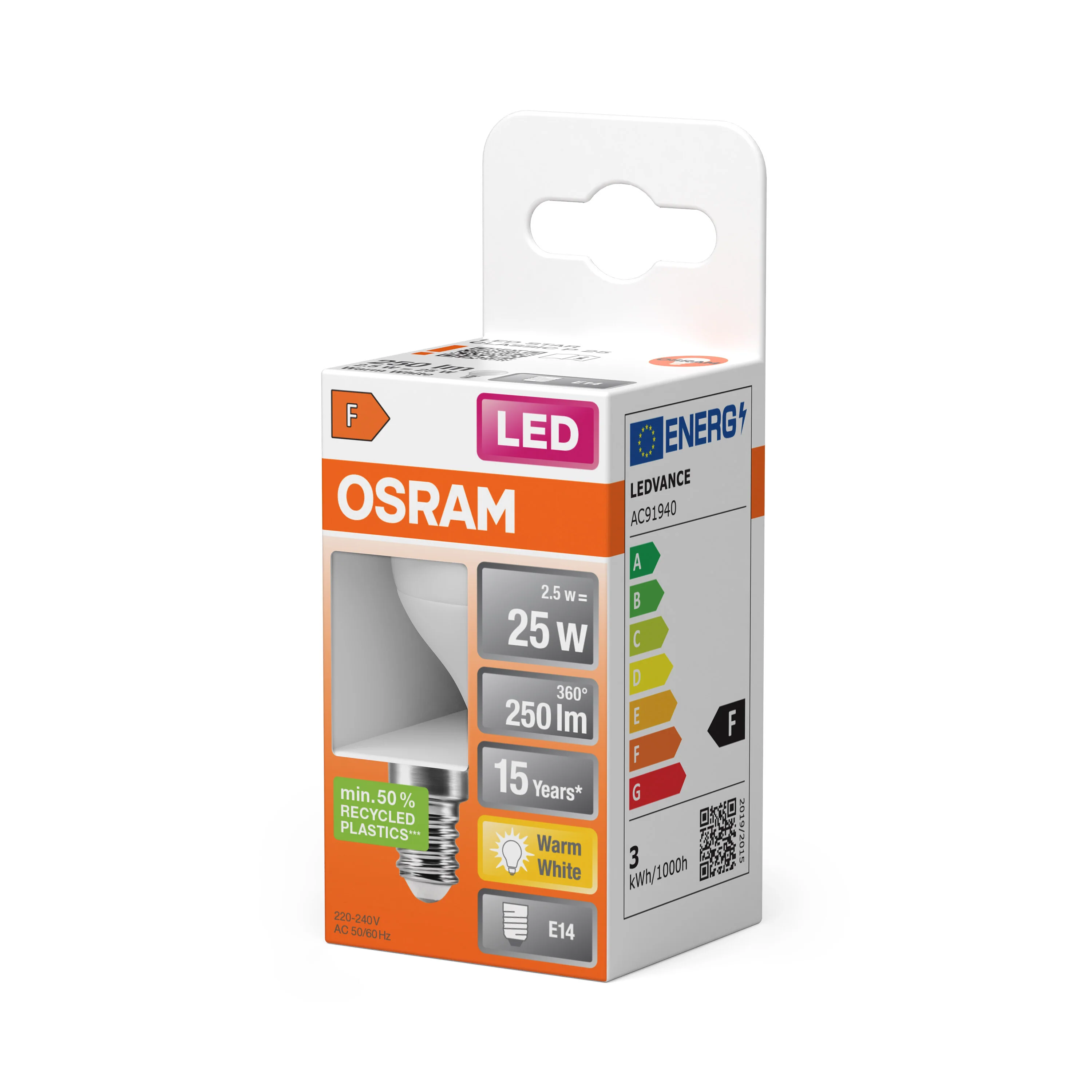 Żarówka LED OSRAM LED Star Classic P 25 2.5W 827 Frosted E14 - Image 5