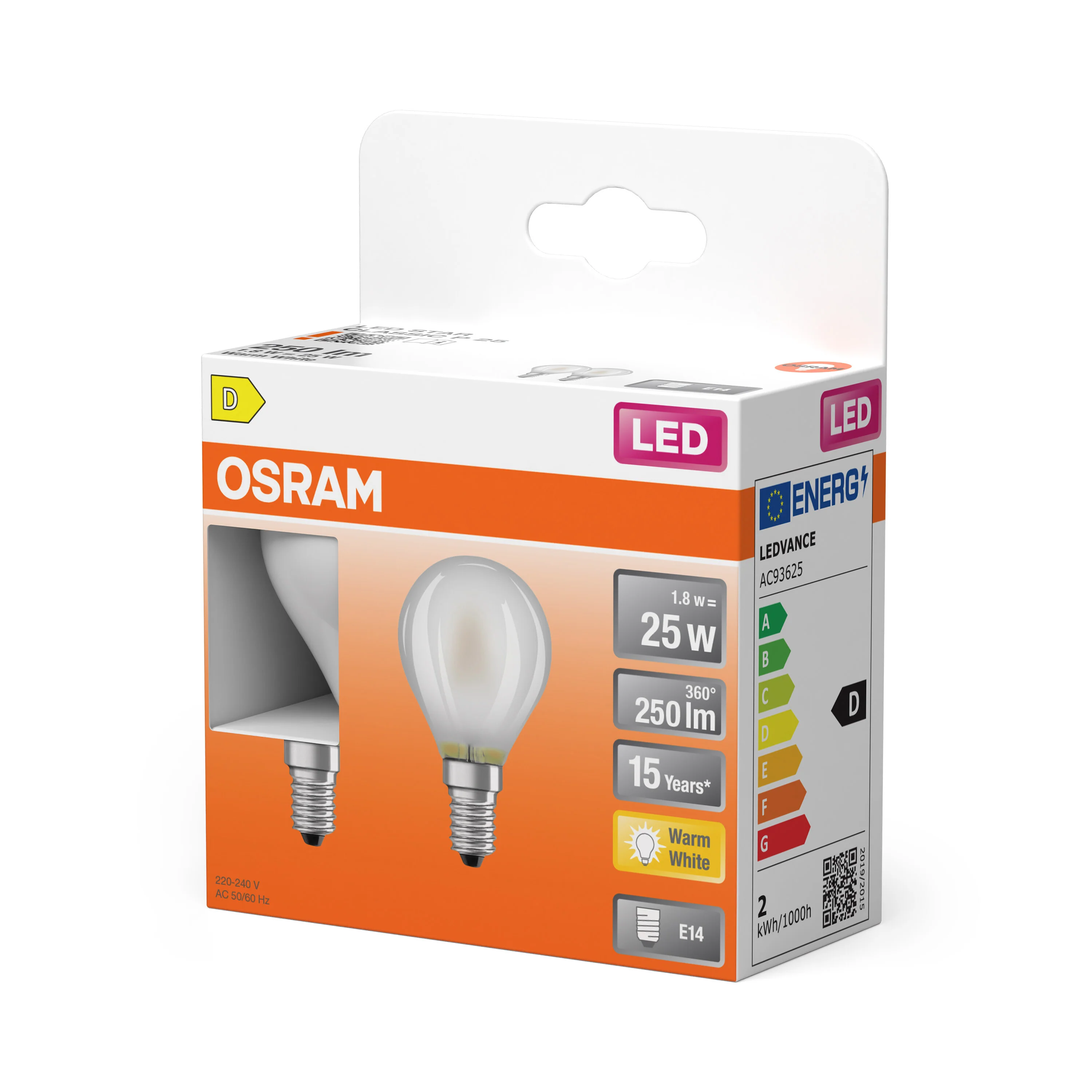 Żarówka LED OSRAM LED Star Classic P 25 Filament 1.8W 827 Frosted E14 - Image 5
