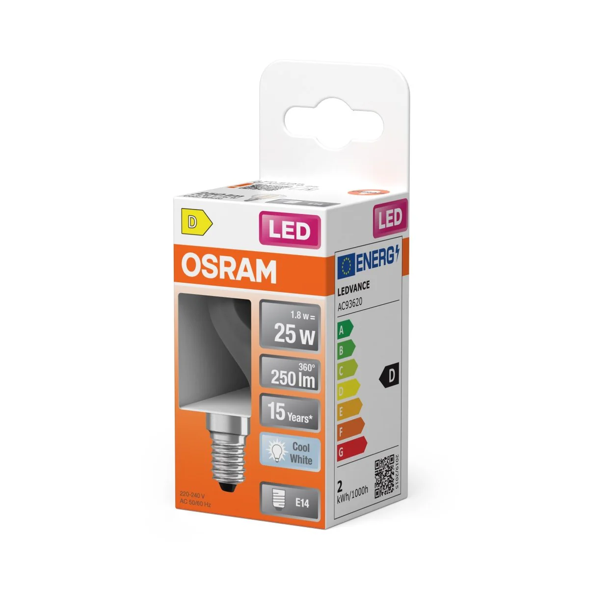 Żarówka LED OSRAM LED Star Classic P 25 Filament 1.8W 840 Clear E14 - Image 2