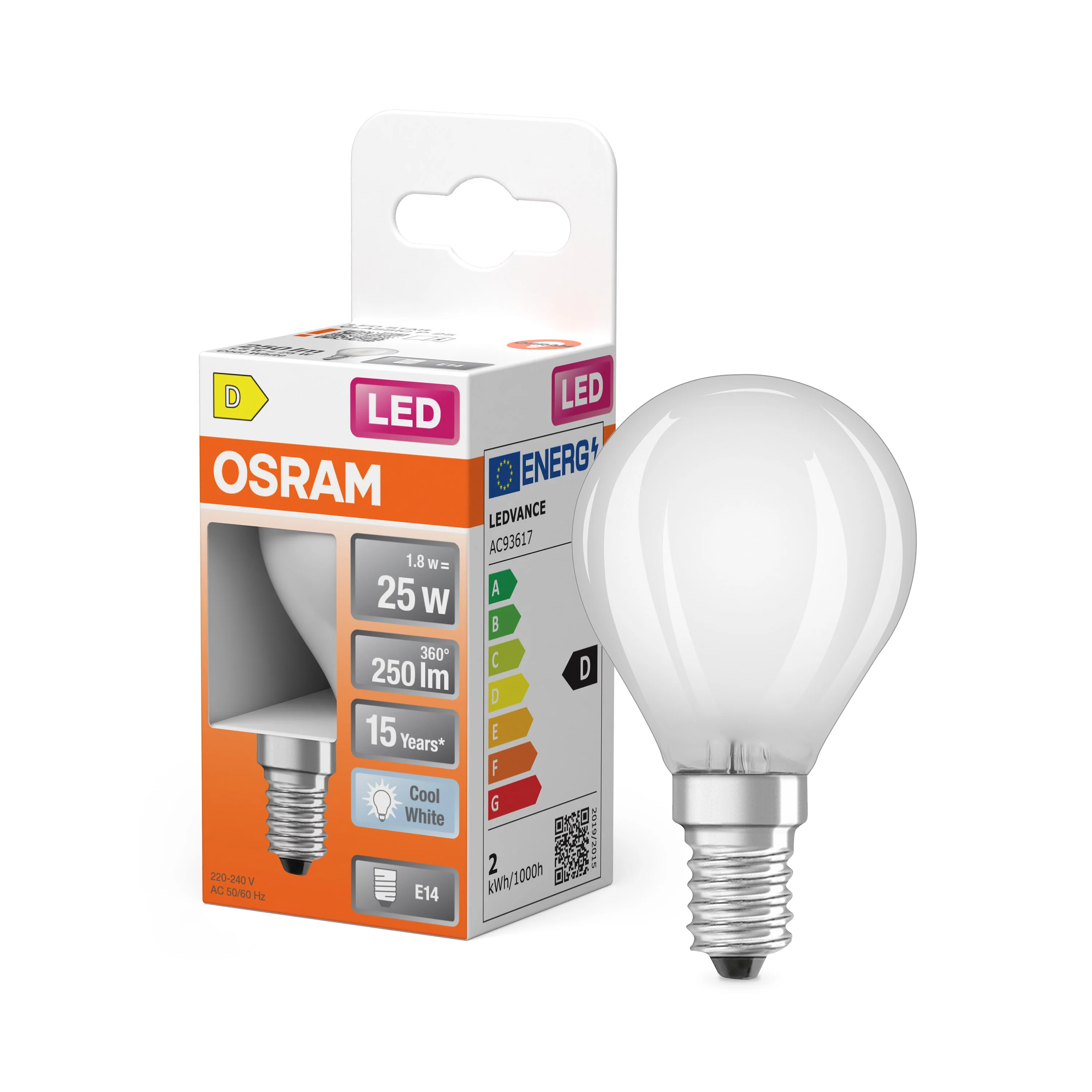 Żarówka LED OSRAM LED Star Classic P 25 Filament 1.8W 840 Frosted E14 - Image 4