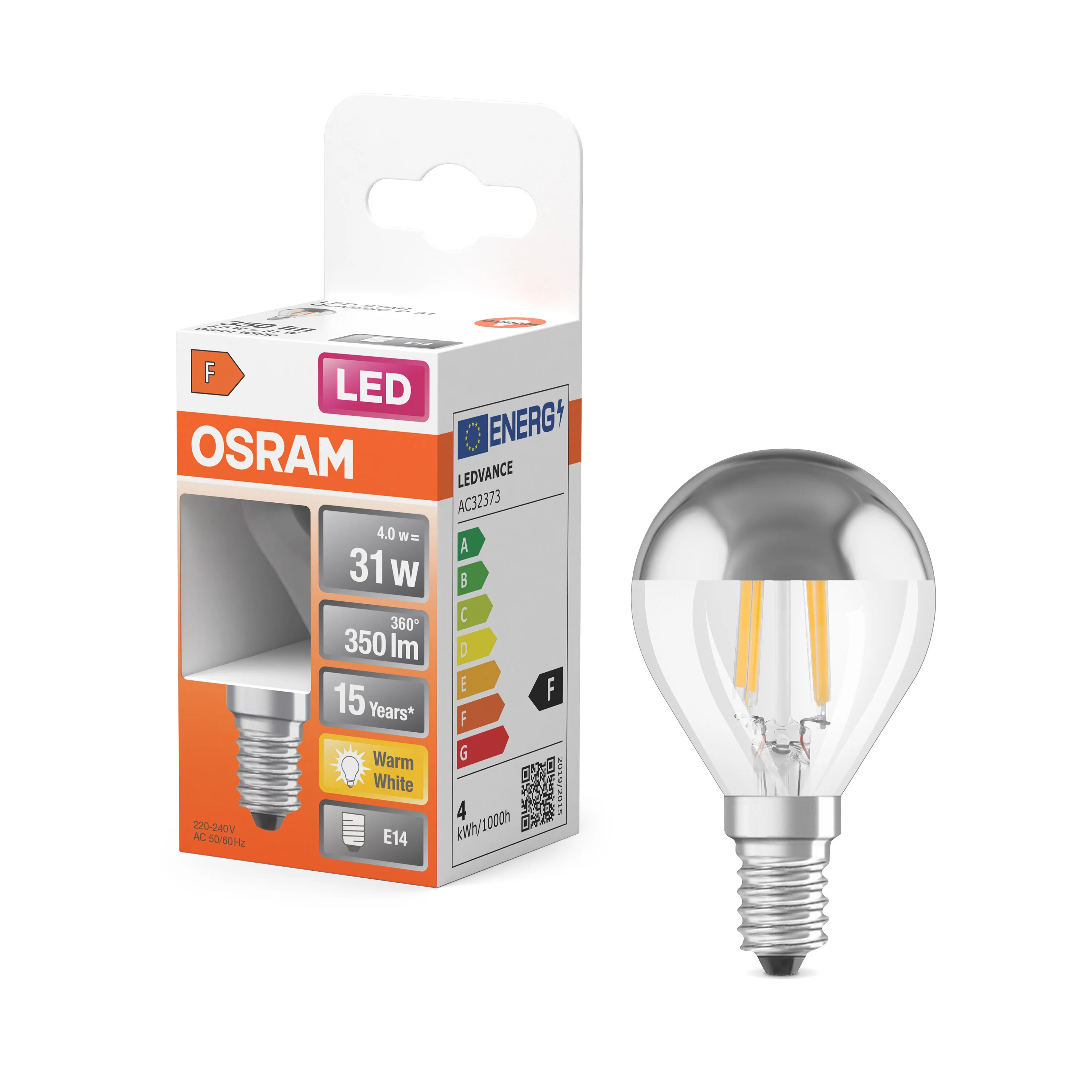 Żarówka LED OSRAM LED Star Classic P 31 Filament Mirror 4W 827 Silver E14 - Image 4