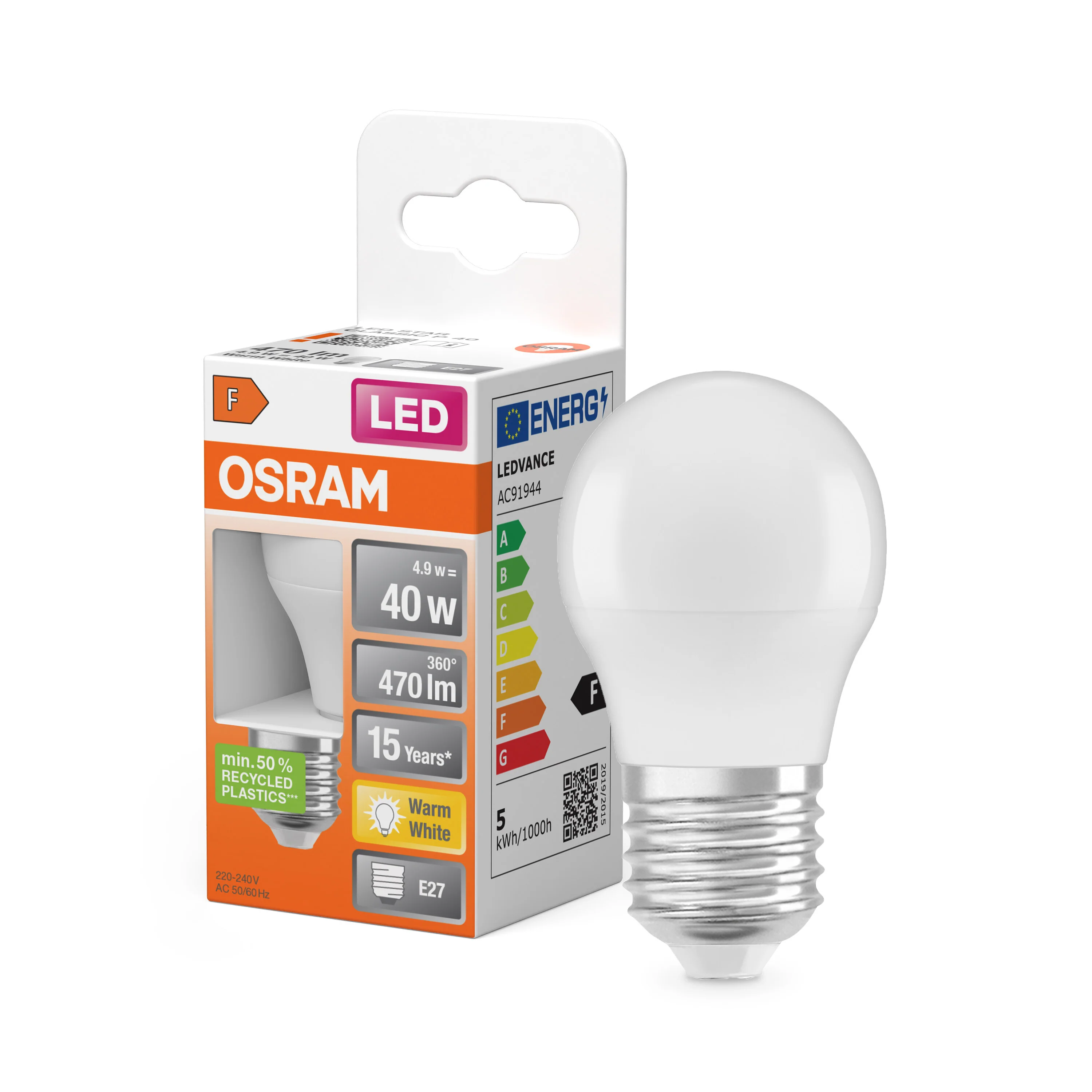 Żarówka LED OSRAM LED Star Classic P 40 4.9W 827 Frosted E27 - Image 4