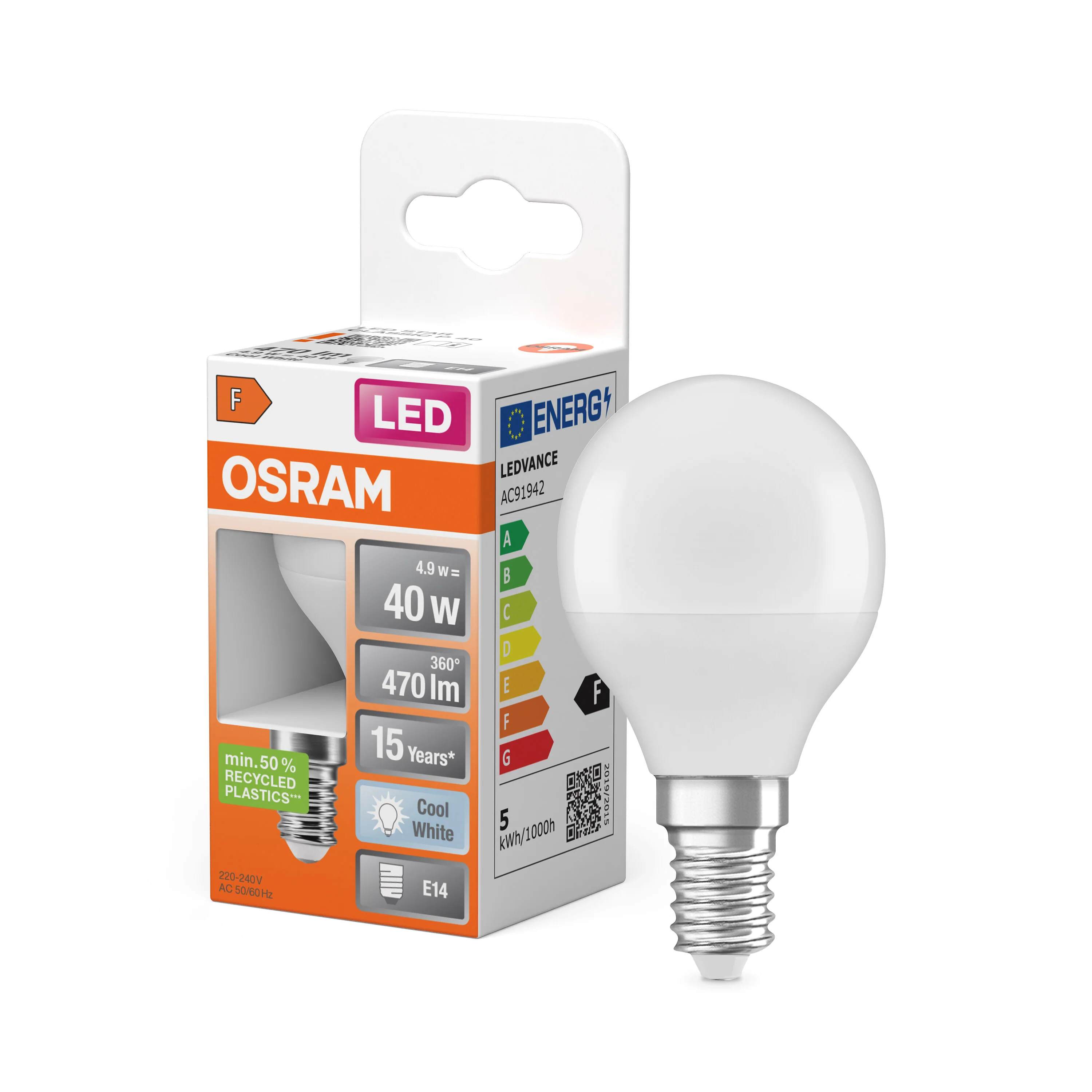 Żarówka LED OSRAM LED Star Classic P 40 4.9W 840 Frosted E14 - Image 4