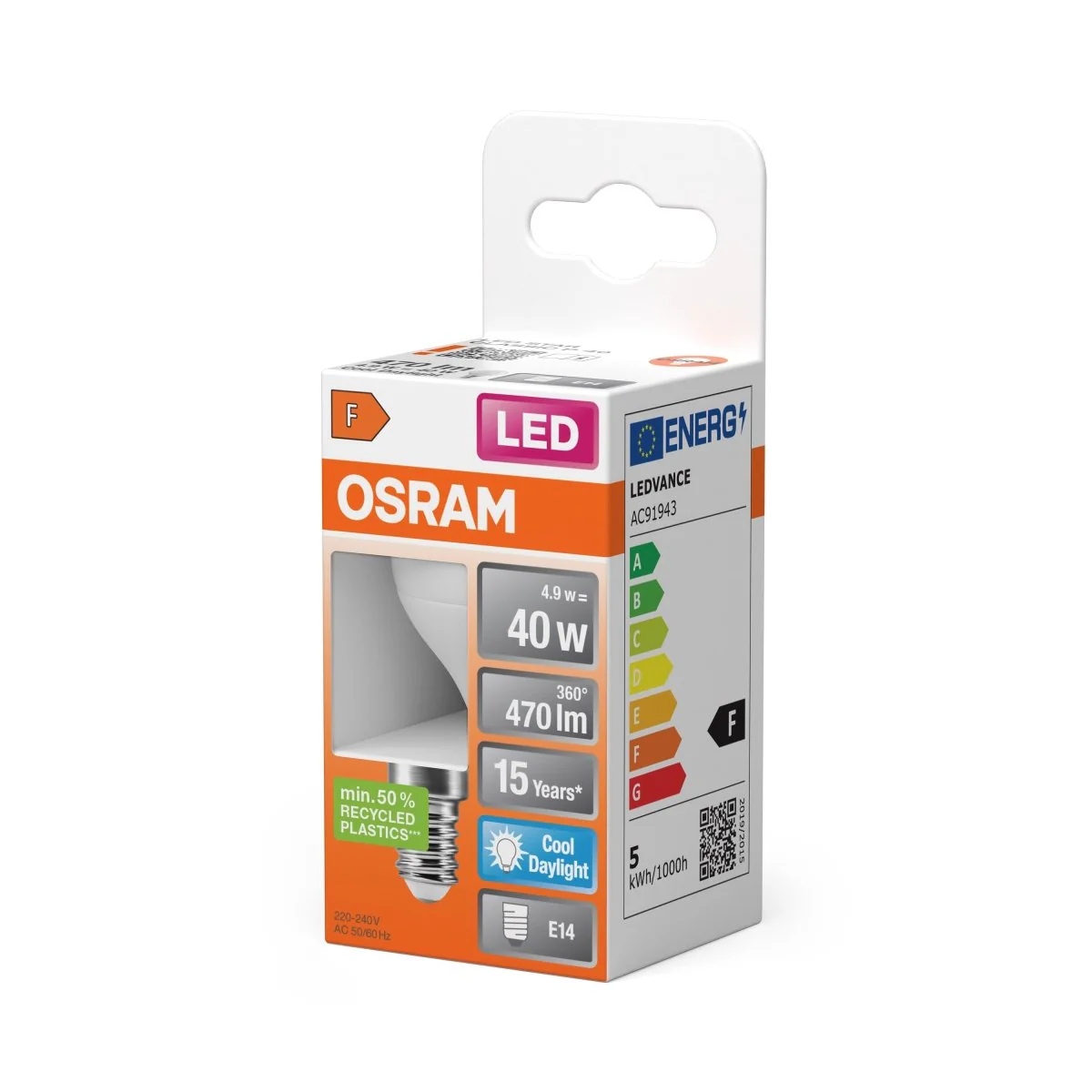 Żarówka LED OSRAM LED Star Classic P 40 4.9W 865 Frosted E14 - Image 2