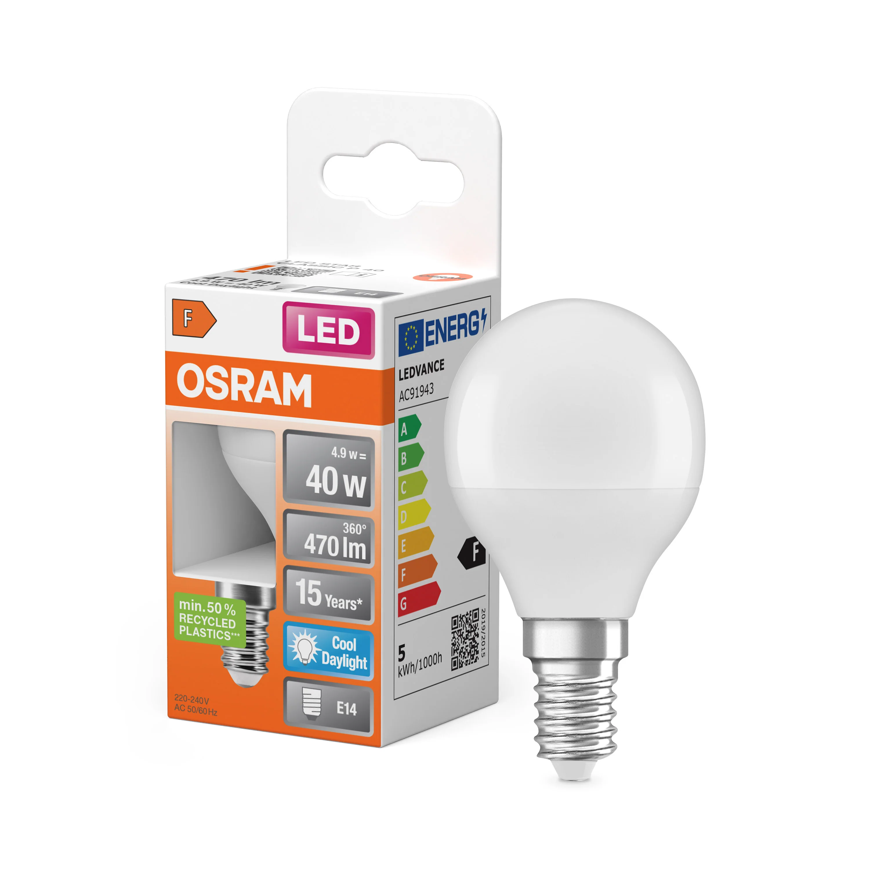 Żarówka LED OSRAM LED Star Classic P 40 4.9W 865 Frosted E14 - Image 4