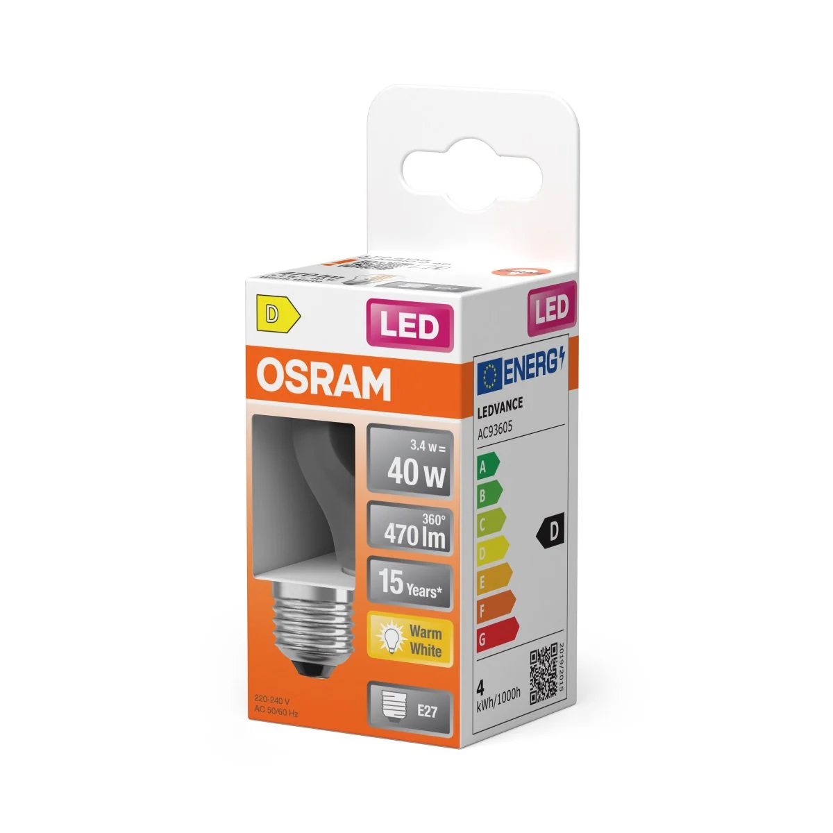 Żarówka LED OSRAM LED Star Classic P 40 Filament 3.4W 827 Clear E27 - Image 2