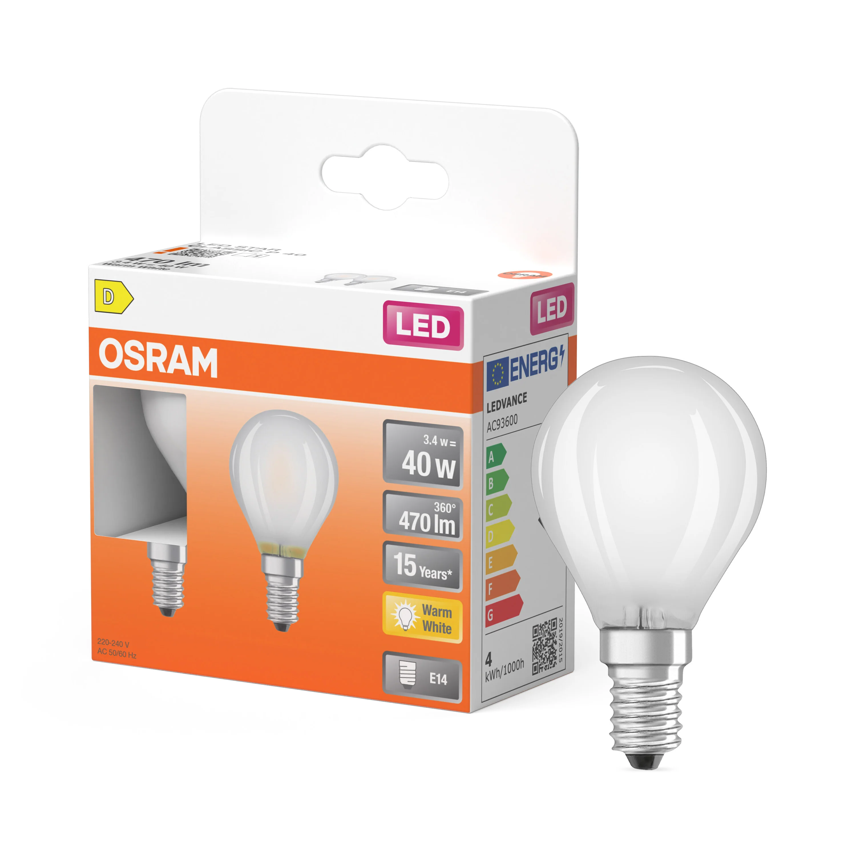 Żarówka LED OSRAM LED Star Classic P 40 Filament 3.4W 827 Frosted E14 - Image 4