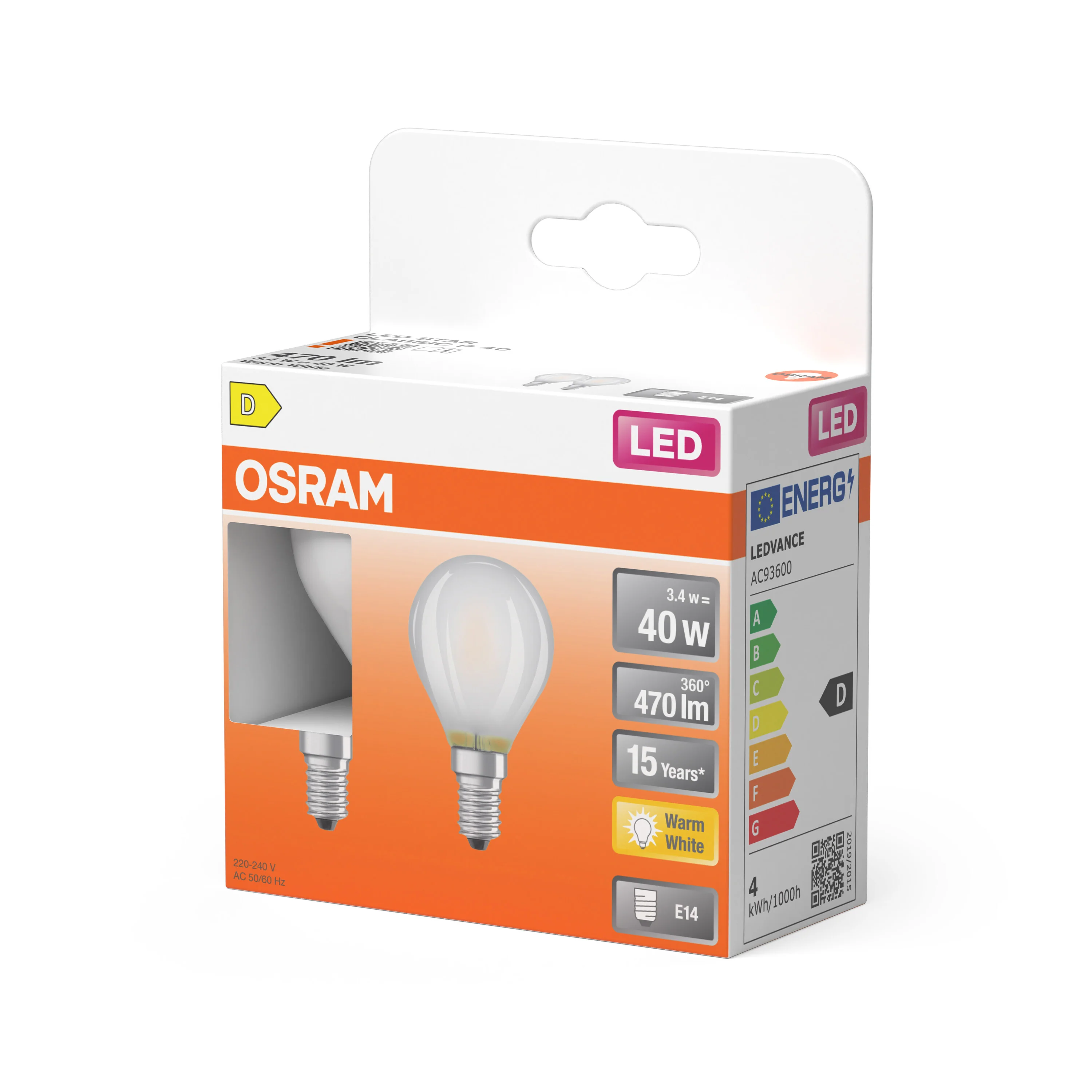 Żarówka LED OSRAM LED Star Classic P 40 Filament 3.4W 827 Frosted E14 - Image 5