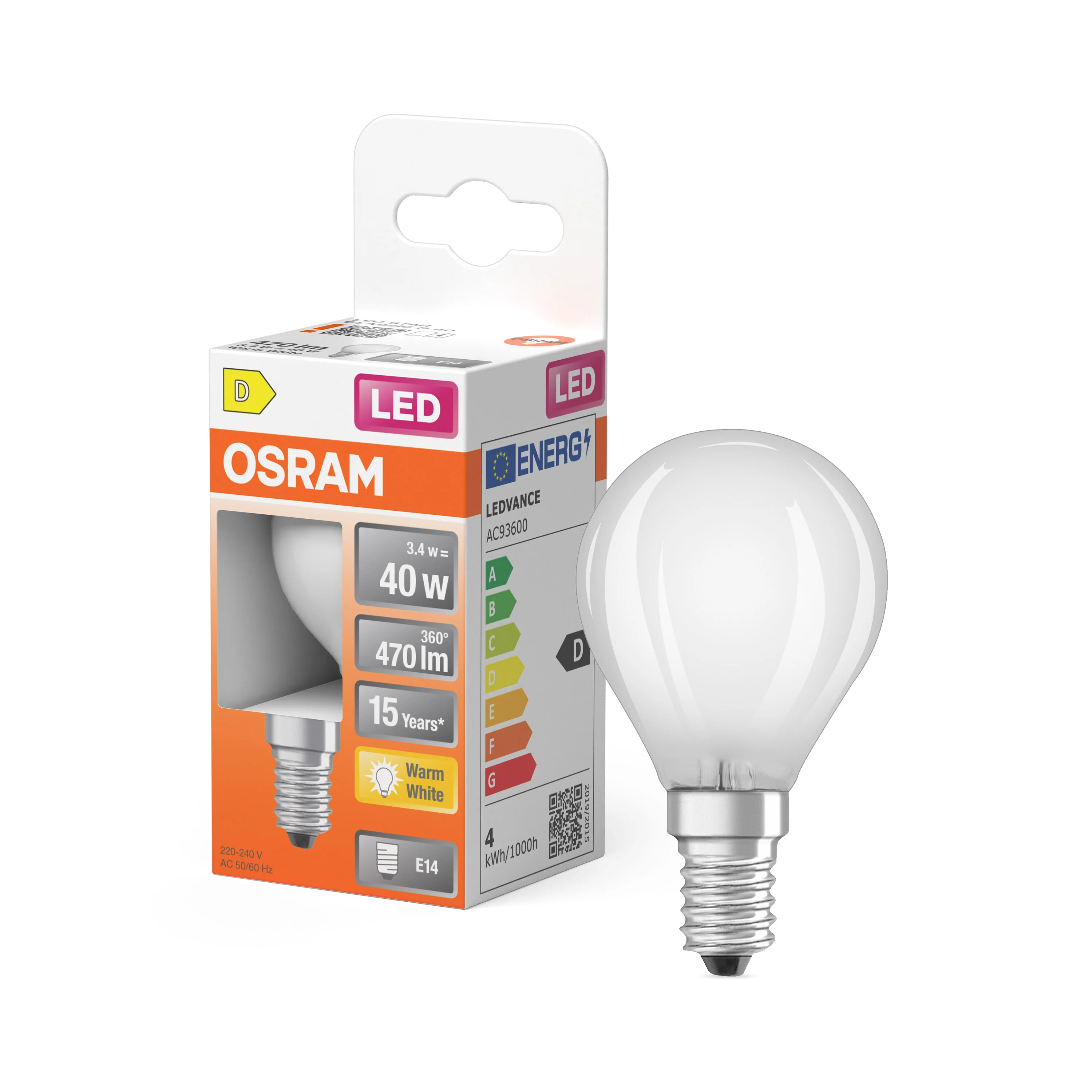 Żarówka LED OSRAM LED Star Classic P 40 Filament 3.4W 827 Frosted E14 ciepła - Image 4