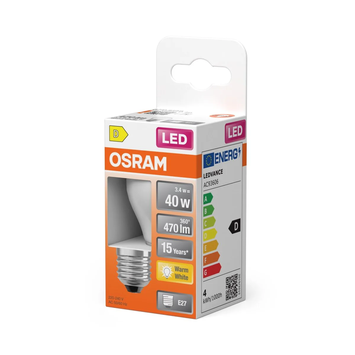 Żarówka LED OSRAM LED Star Classic P 40 Filament 3.4W 827 Frosted E27 ciepła - Image 2