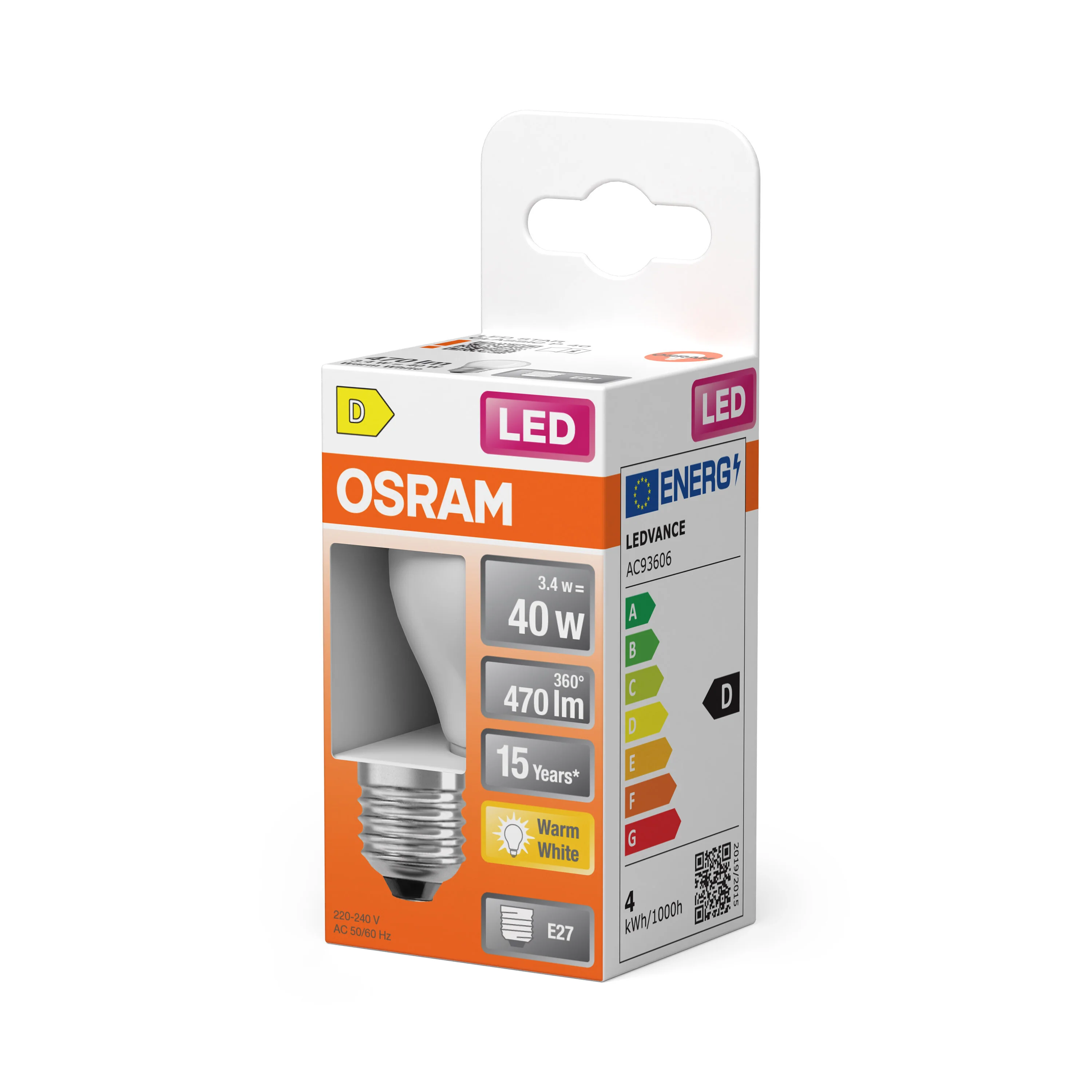 Żarówka LED OSRAM LED Star Classic P 40 Filament 3.4W 827 Frosted E27 ciepła - Image 5