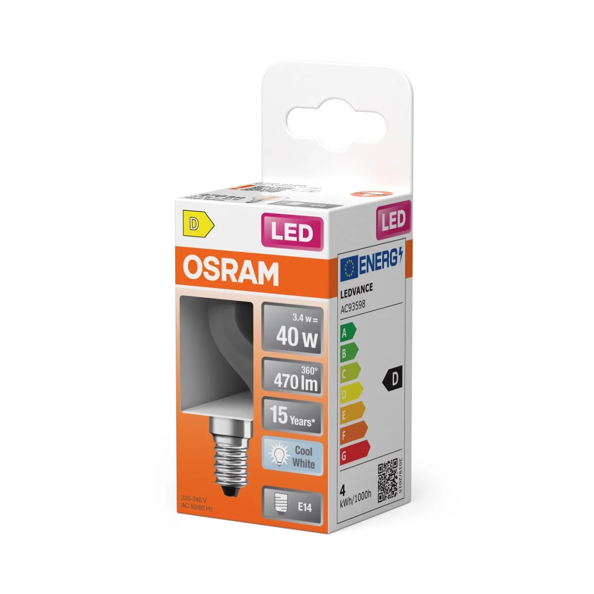 Żarówka LED OSRAM LED Star Classic P 40 Filament 3.4W 840 Clear E14 - Image 2