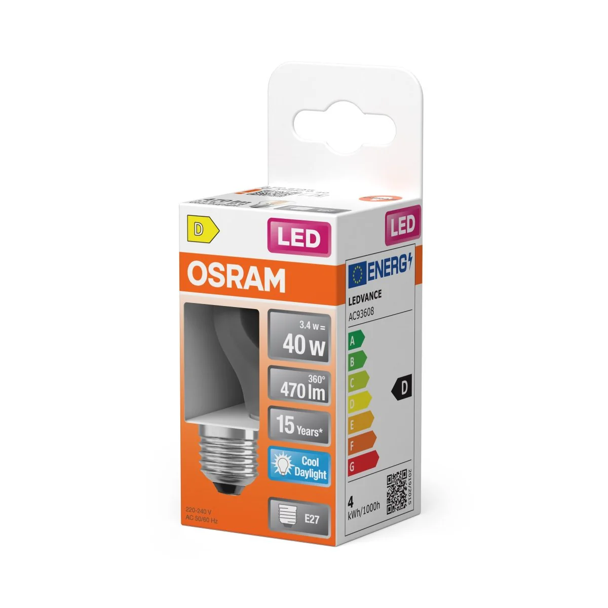 Żarówka LED OSRAM LED Star Classic P 40 Filament 3.4W 865 Clear E27 - Image 2