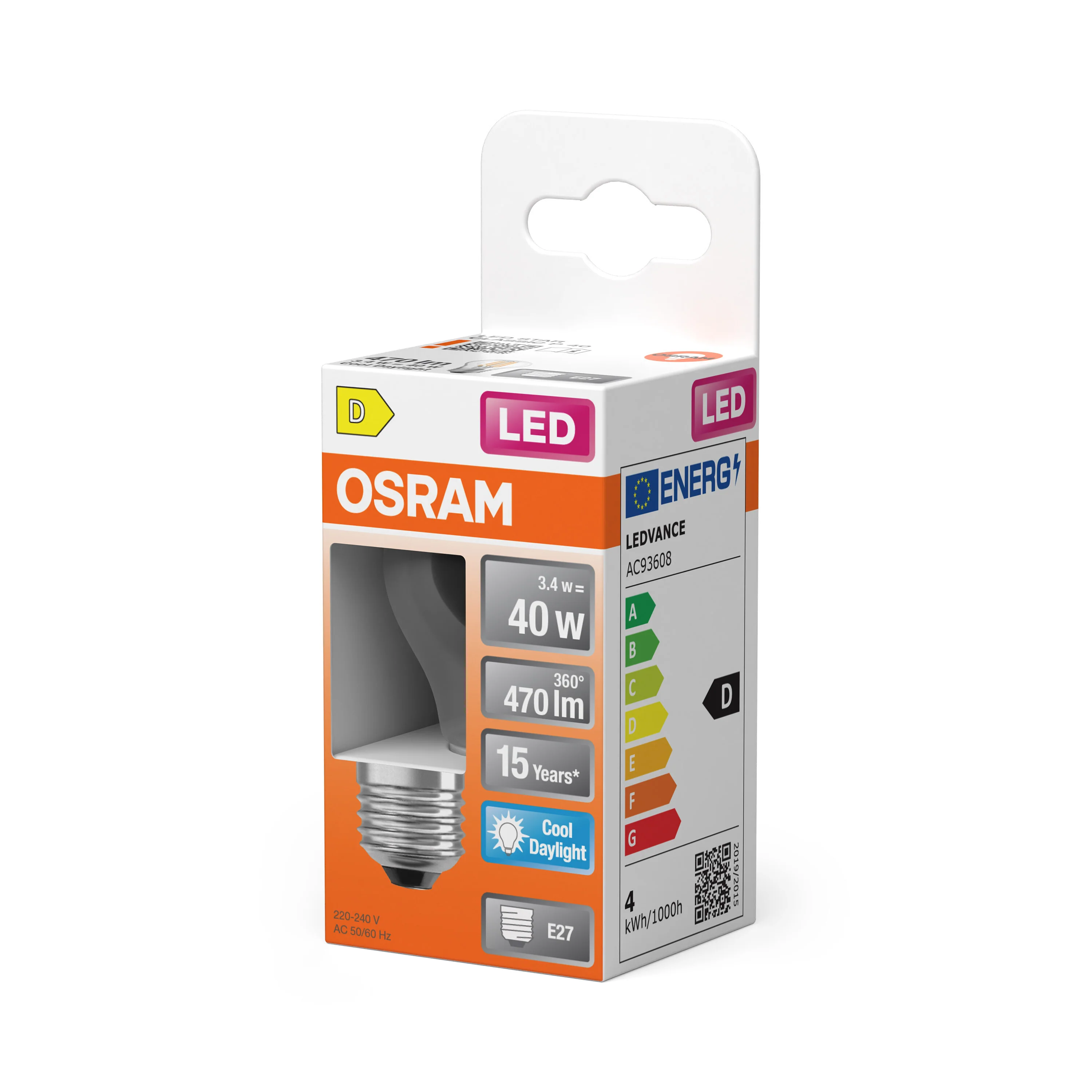Żarówka LED OSRAM LED Star Classic P 40 Filament 3.4W 865 Clear E27 - Image 5