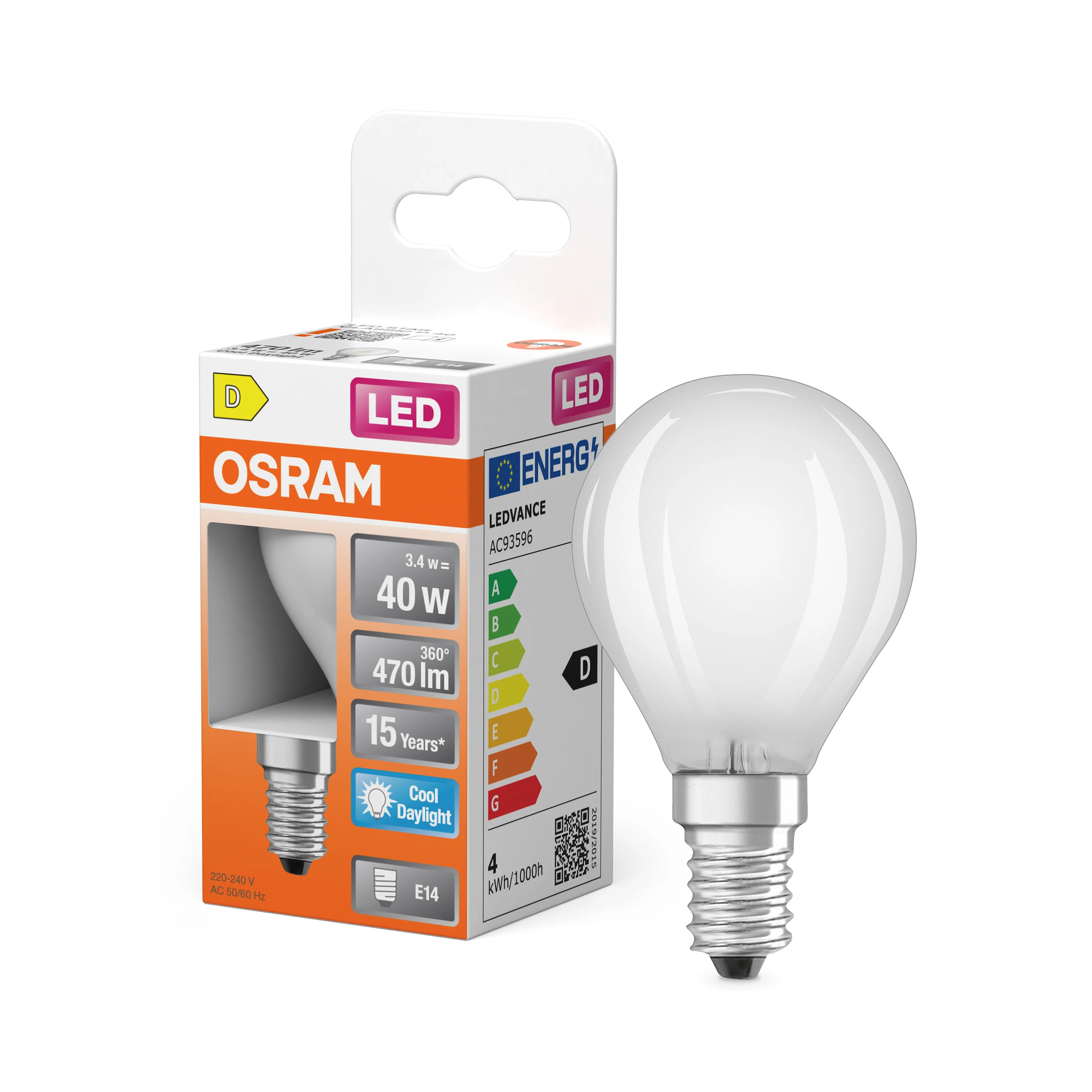 Żarówka LED OSRAM LED Star Classic P 40 Filament 3.4W 865 Frosted E14 - Image 4