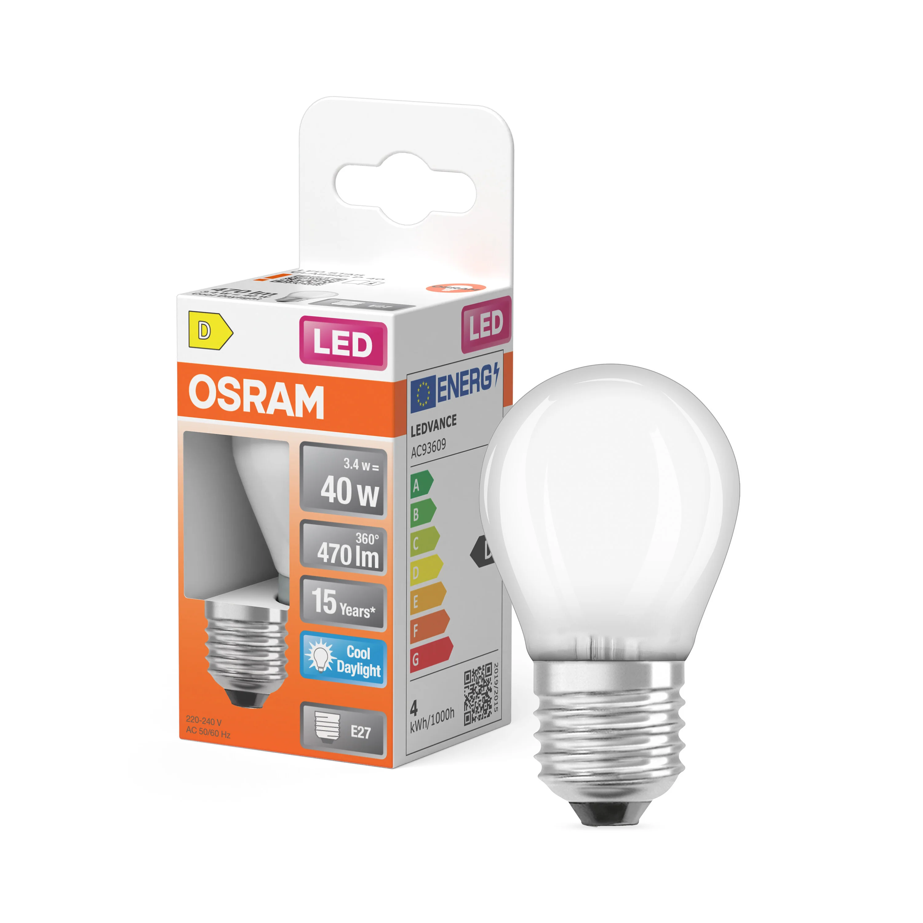 Żarówka LED OSRAM LED Star Classic P 40 Filament 3.4W 865 Frosted E27 - Image 4