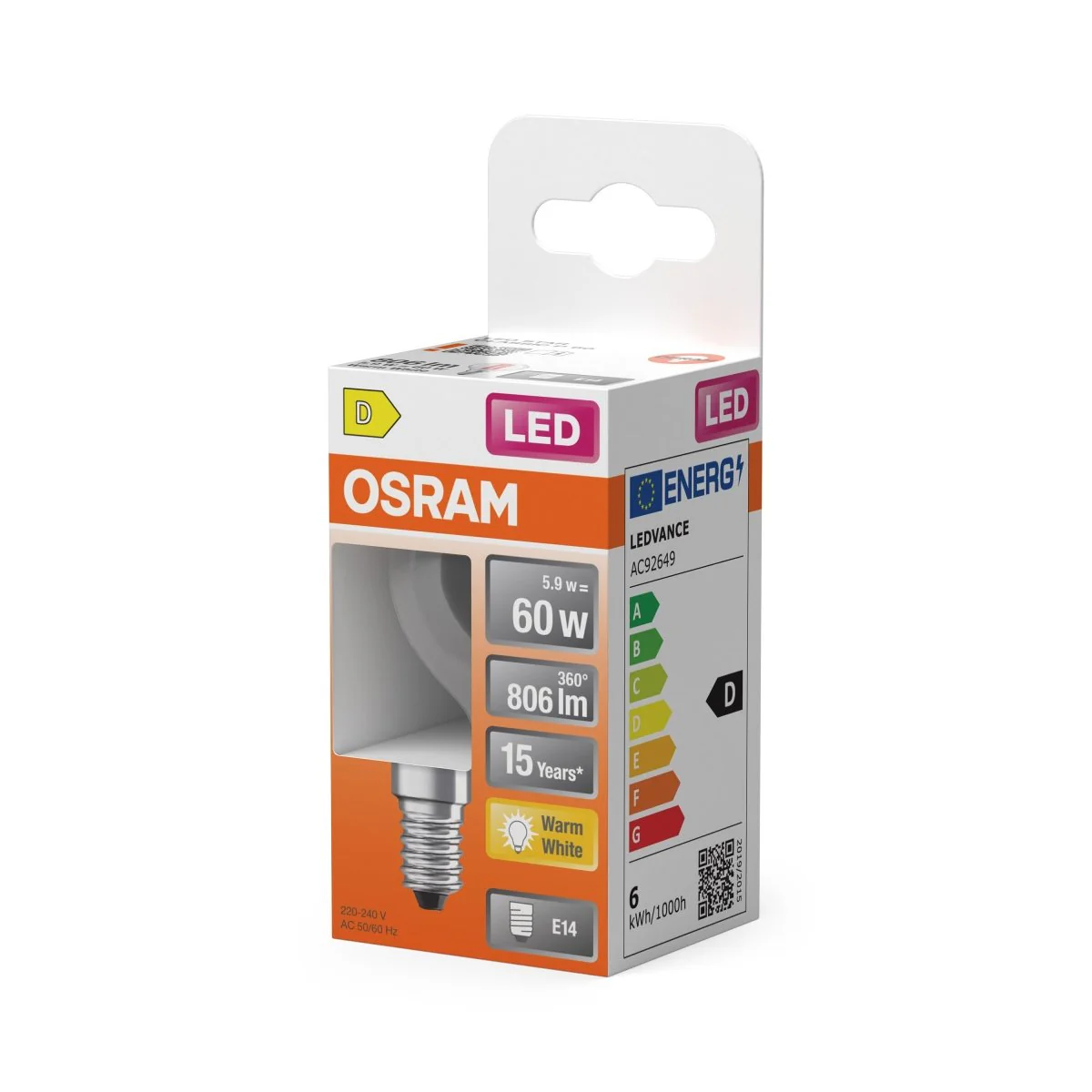 Żarówka LED OSRAM LED Star Classic P 60 Filament 5.9W 827 Clear E14 - Image 2