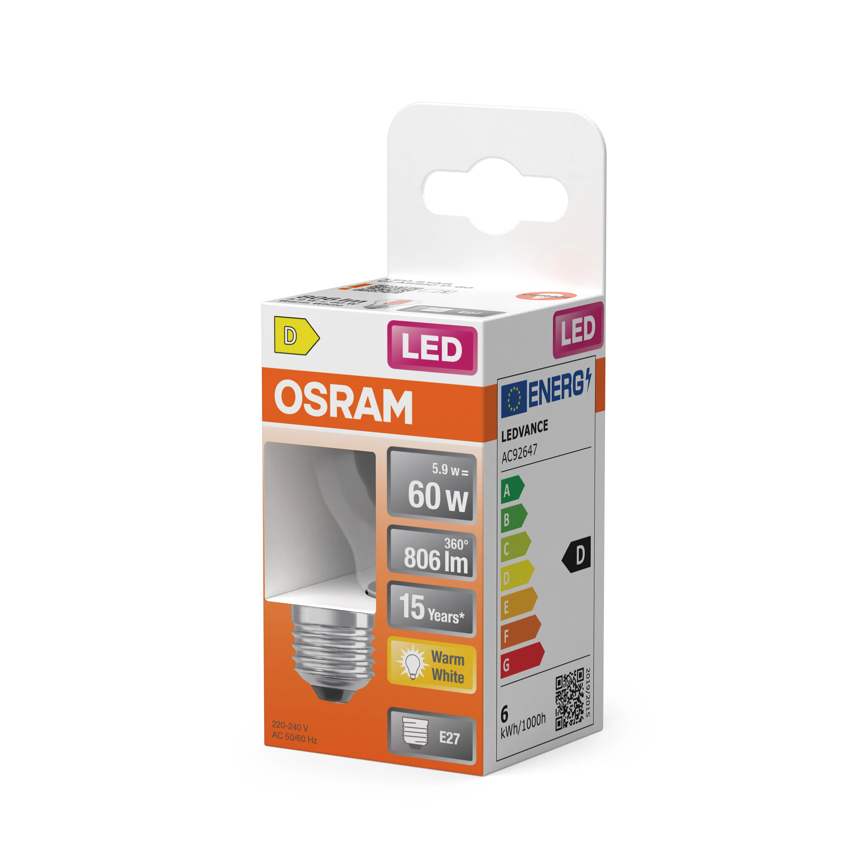 Żarówka LED OSRAM LED Star Classic P 60 Filament 5.9W 827 Clear E27 - Image 5