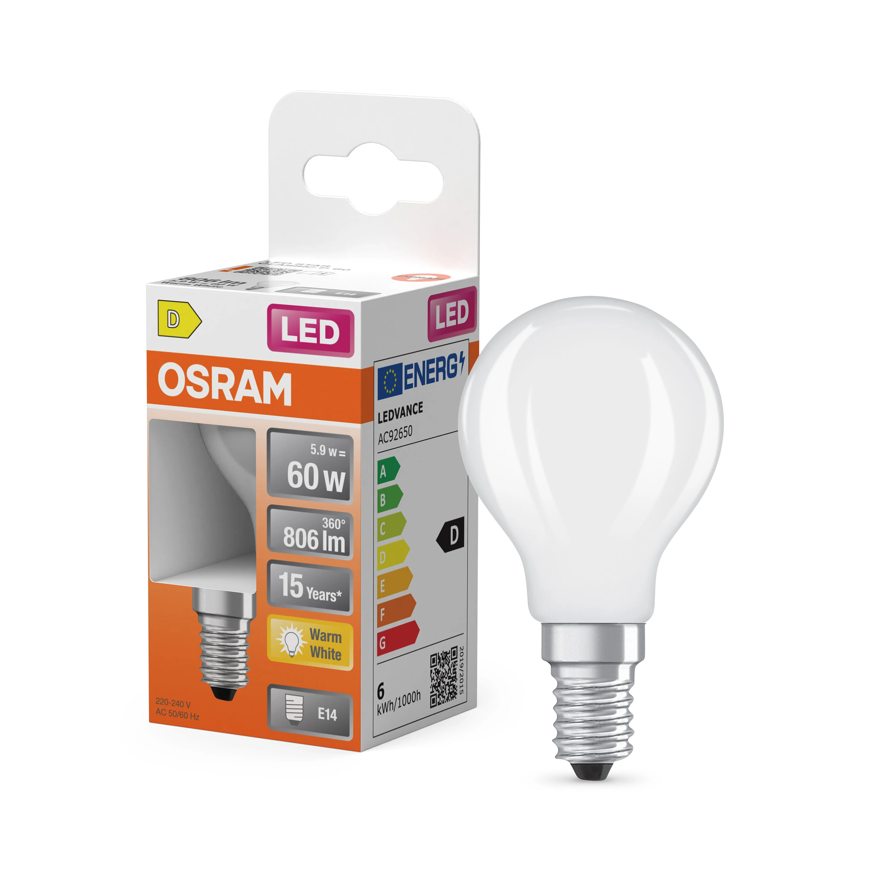 Żarówka LED OSRAM LED Star Classic P 60 Filament 5.9W 827 Frosted E14 - Image 4