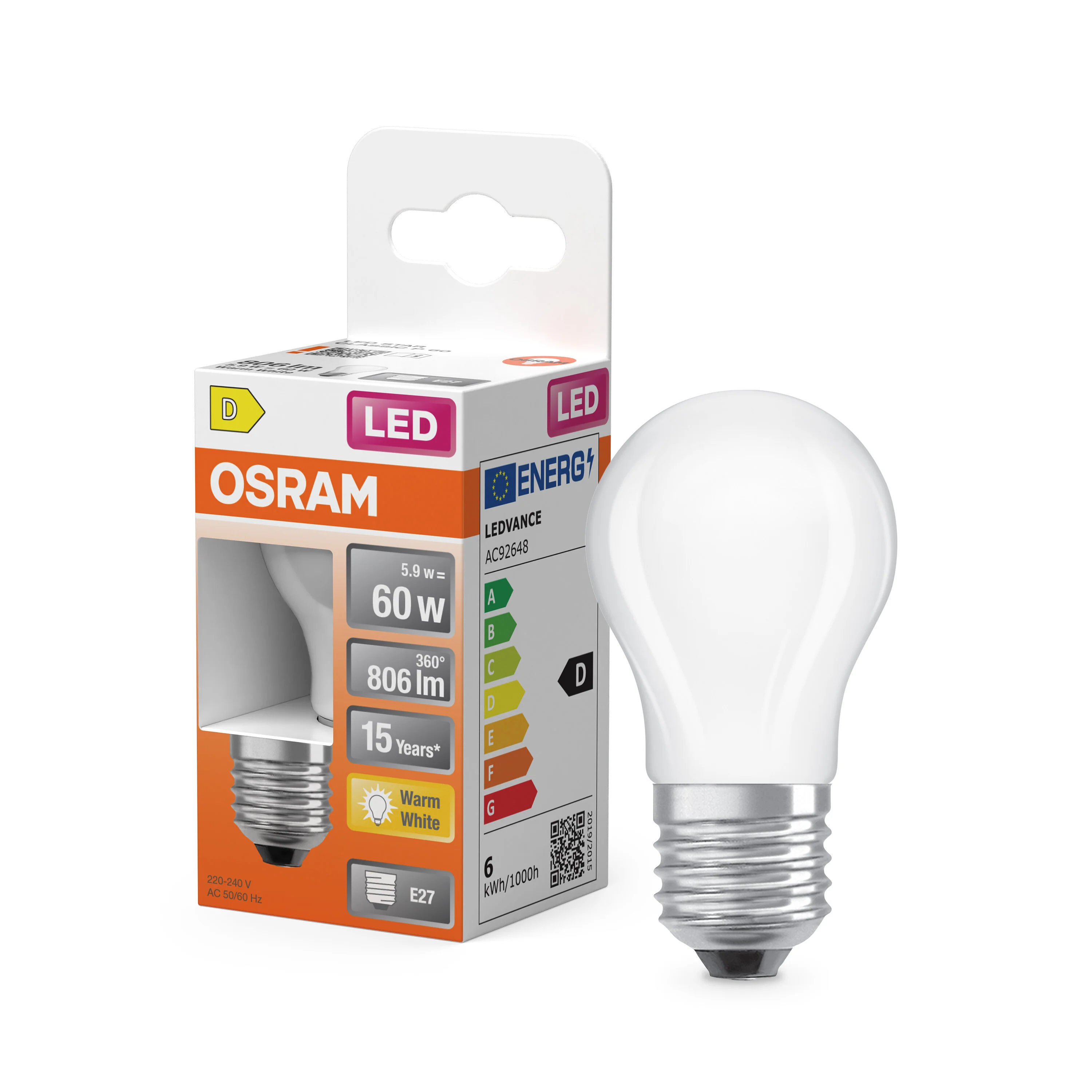 Żarówka LED OSRAM LED Star Classic P 60 Filament 5.9W 827 Frosted E27 - Image 4