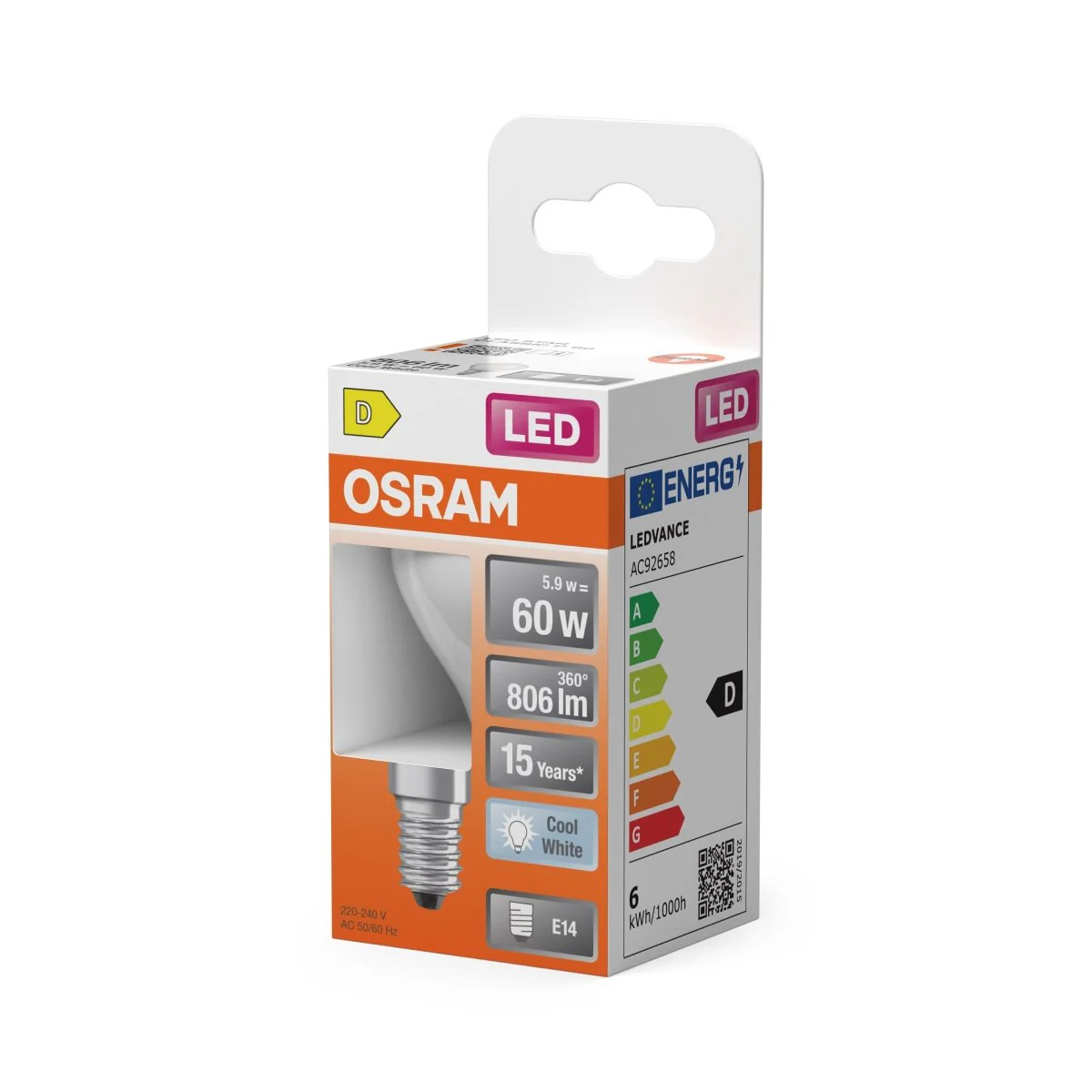 Żarówka LED OSRAM LED Star Classic P 60 Filament 5.9W 840 Frosted E14 - Image 2