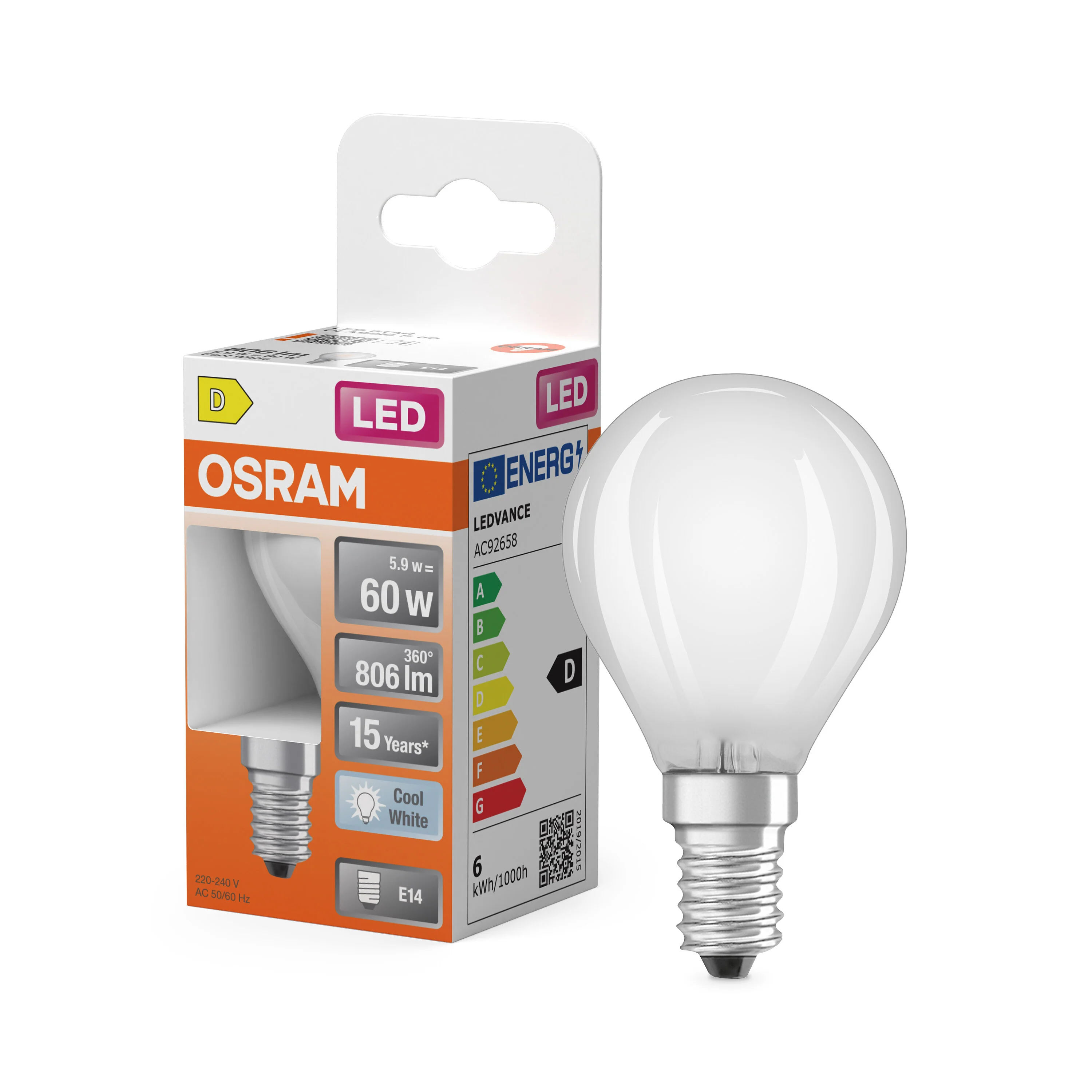 Żarówka LED OSRAM LED Star Classic P 60 Filament 5.9W 840 Frosted E14 - Image 4