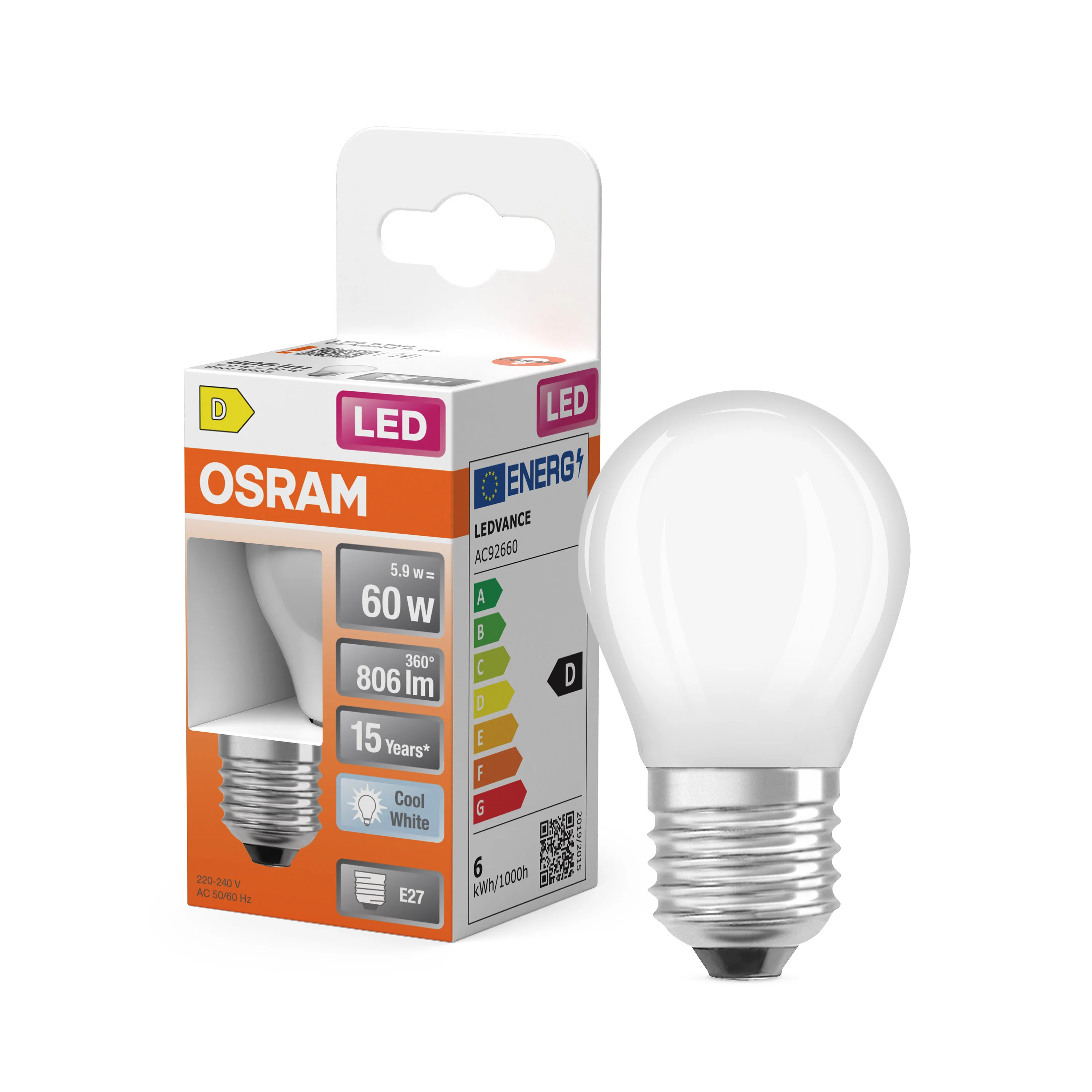 Żarówka LED OSRAM LED Star Classic P 60 Filament 5.9W 840 Frosted E27 - Image 4