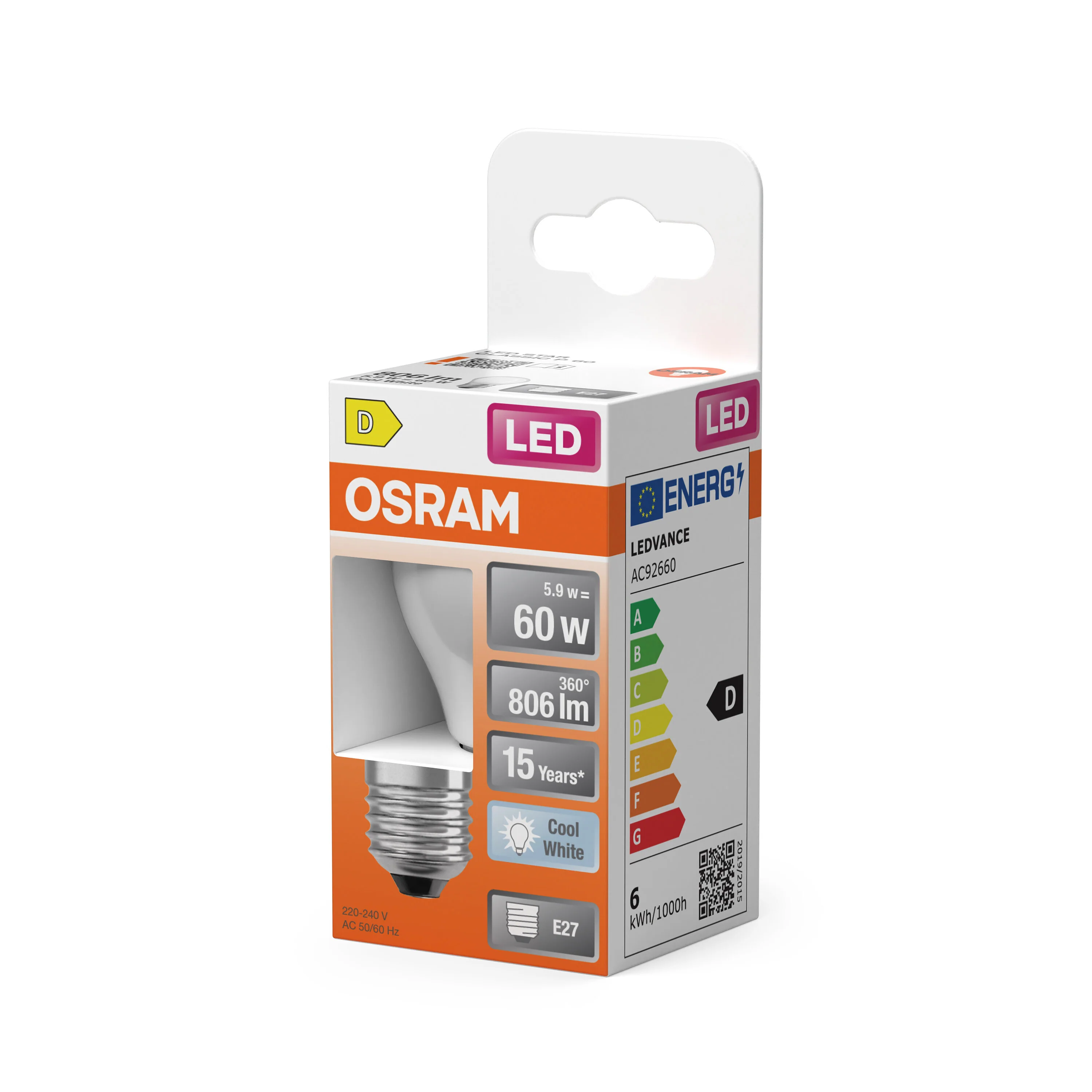 Żarówka LED OSRAM LED Star Classic P 60 Filament 5.9W 840 Frosted E27 - Image 5