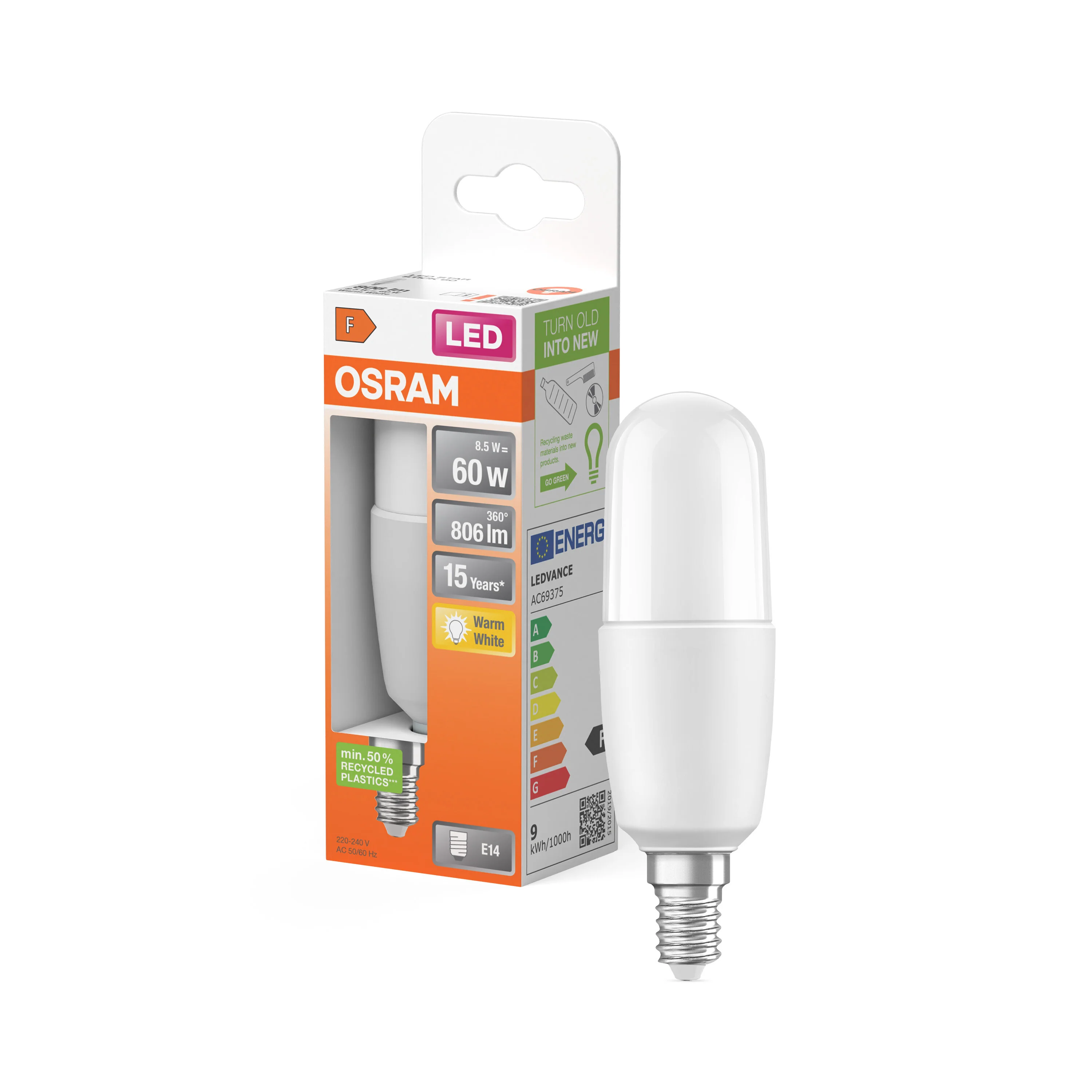 Żarówka LED OSRAM LED Star Classic Stick 60 8.5W 827 Frosted E14 - Image 4