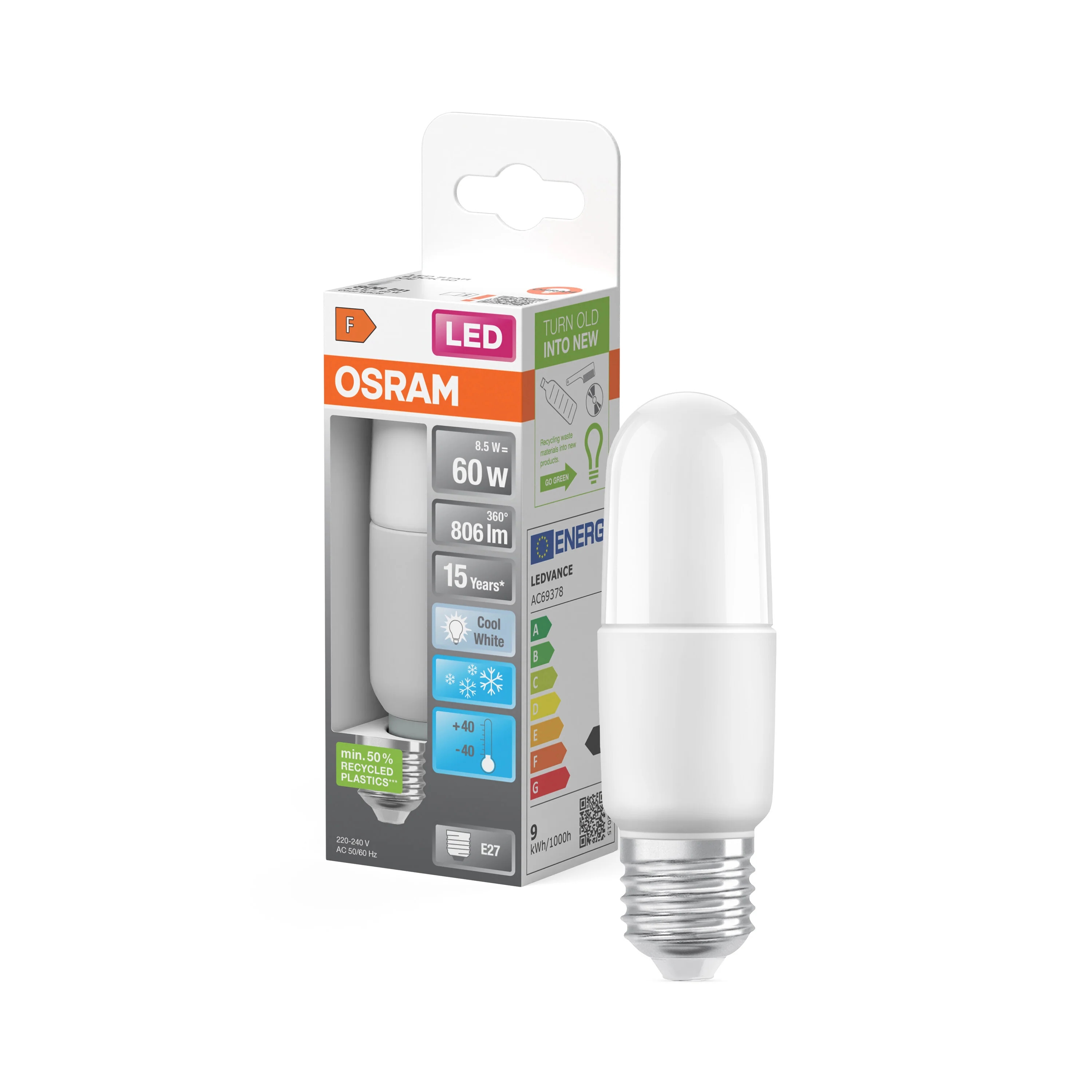 Żarówka LED OSRAM LED Star Classic Stick 60 8.5W 840 Frosted E27 - Image 4