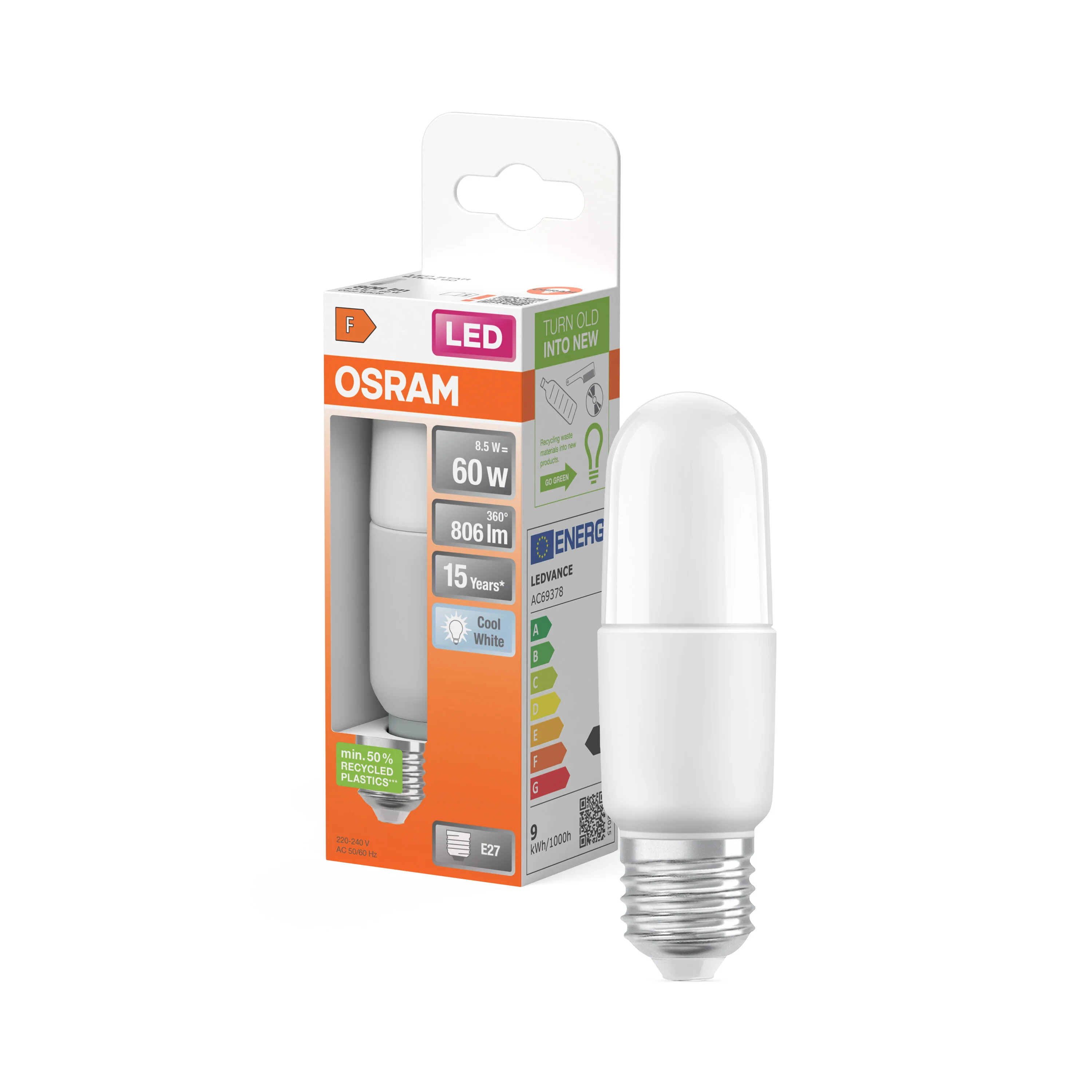 Żarówka LED OSRAM LED Star Classic Stick 60 8.5W 840 Frosted E27 neutralna - Image 4