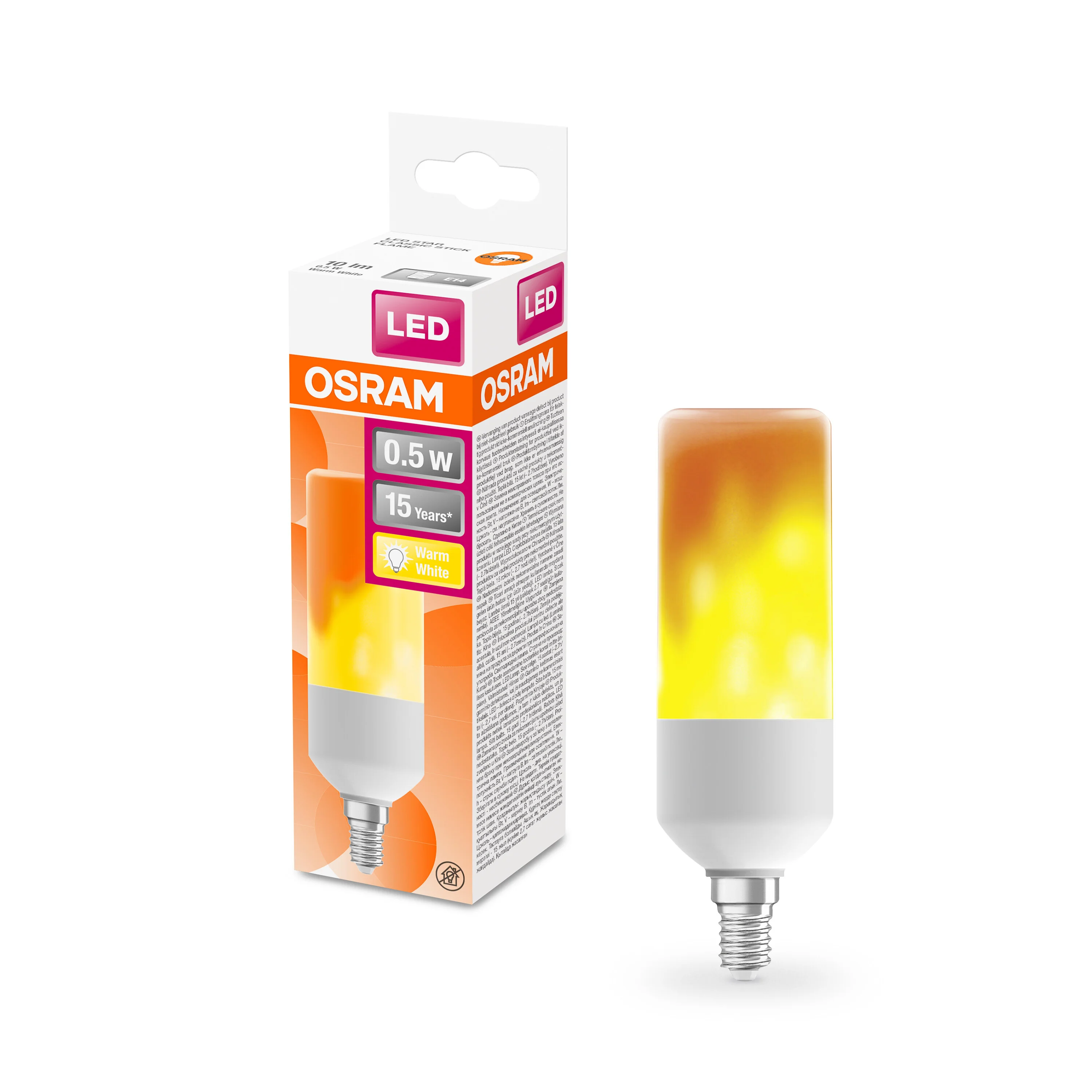 Żarówka LED OSRAM LED Star Classic Stick Flame 0.5W 515 Frosted E14 - Image 4