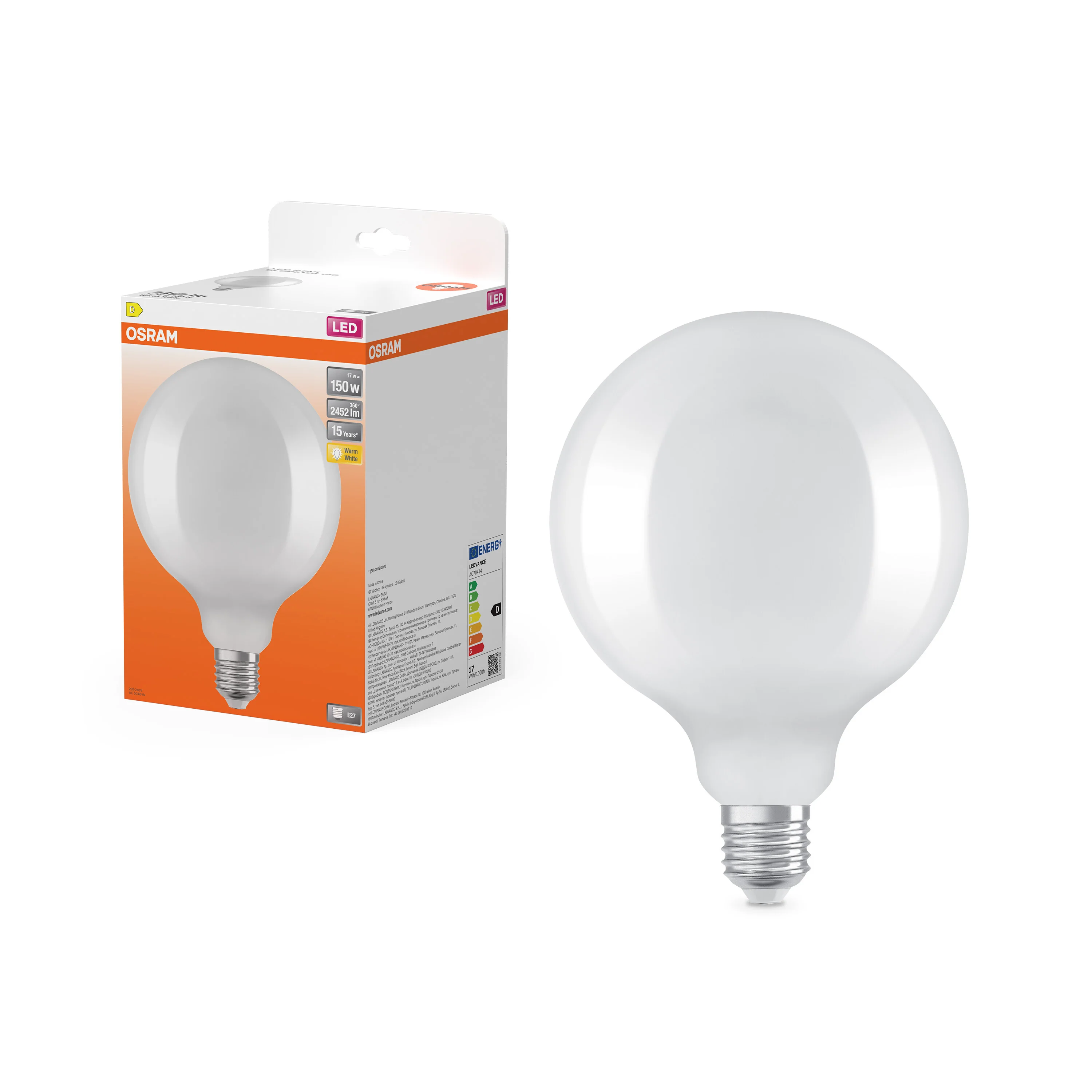 Żarówka LED OSRAM LED Star Globe125 150 Filament 17W 827 Frosted E27 - Image 4