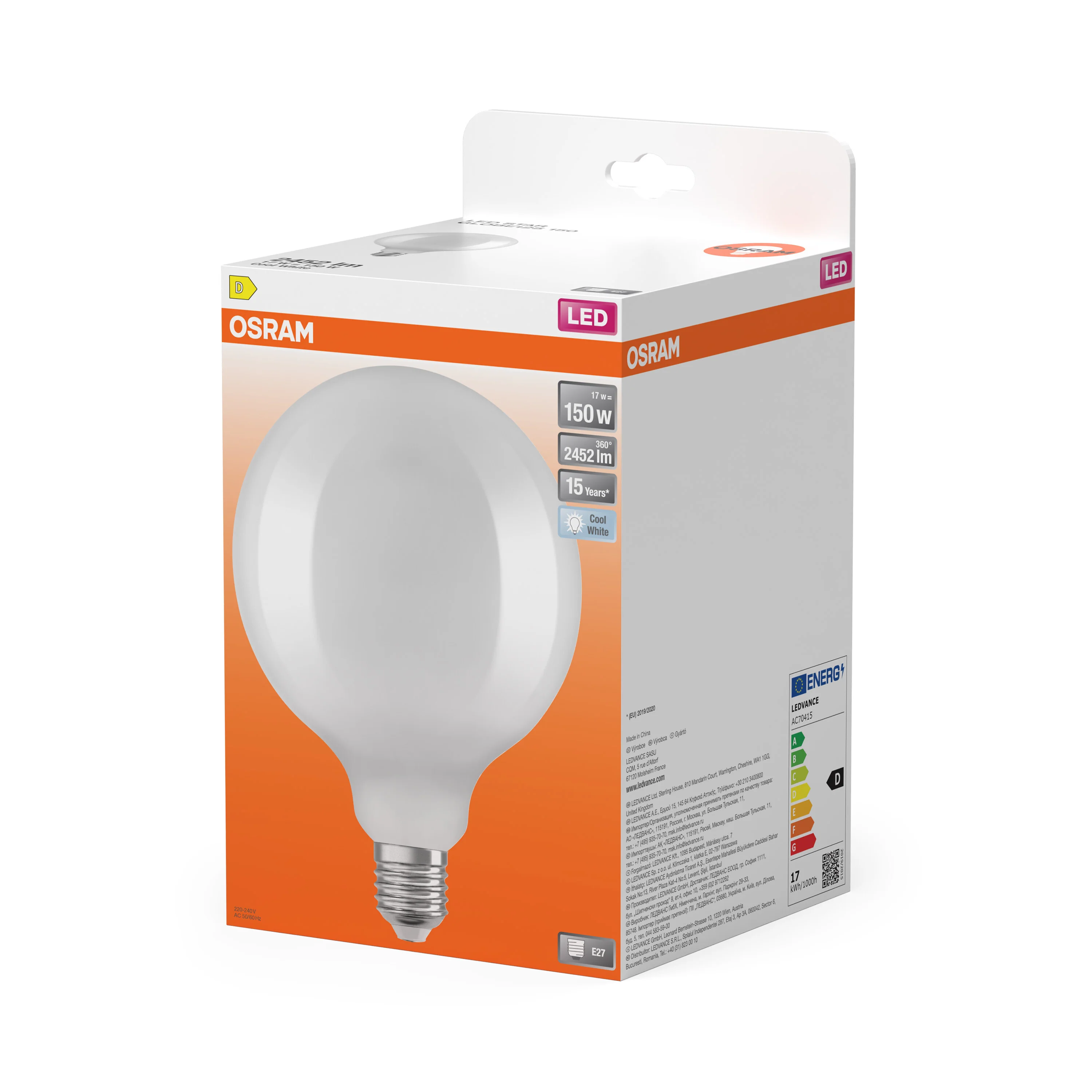 Żarówka LED OSRAM LED Star Globe125 150 Filament 17W 840 Frosted E27 - Image 5