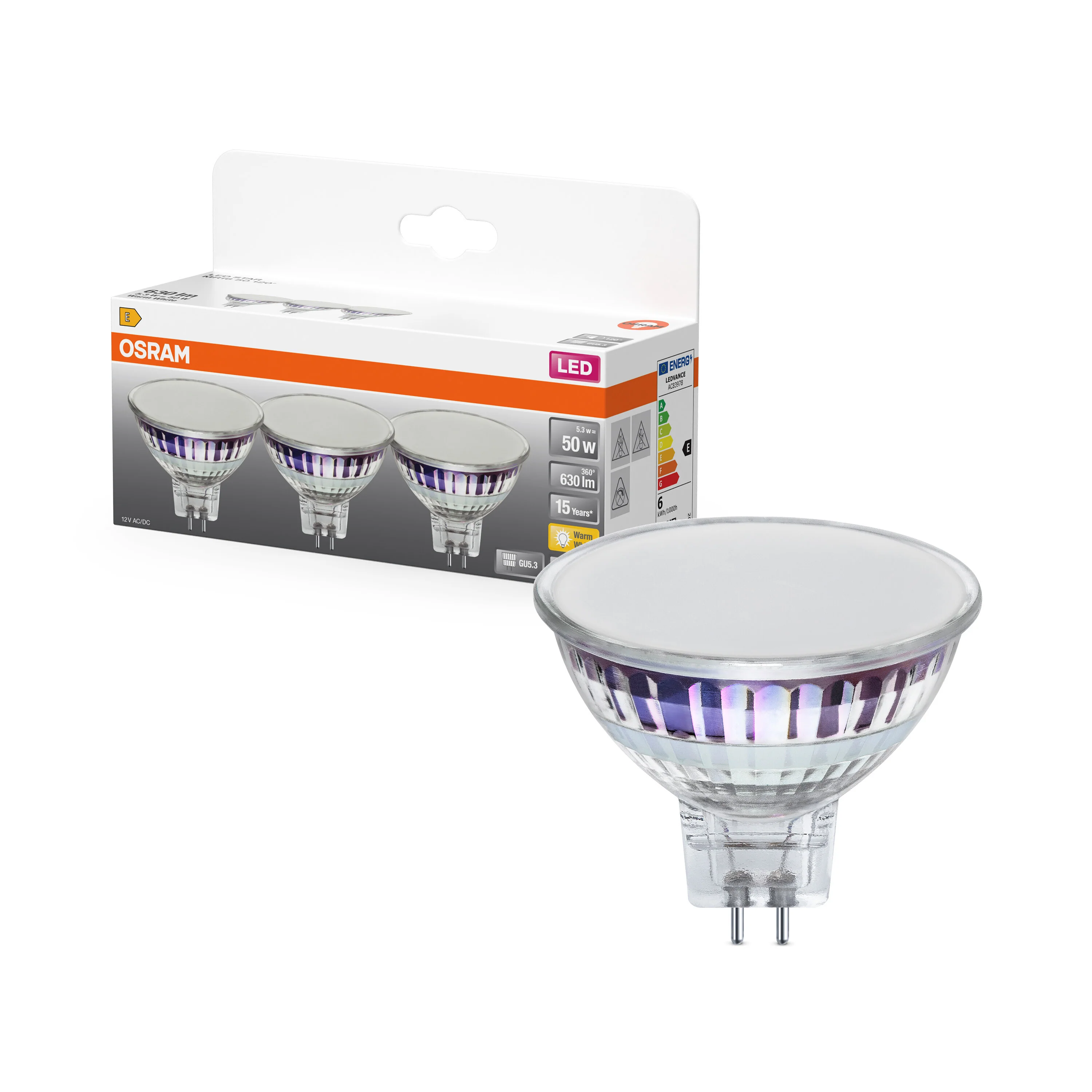 Żarówka LED OSRAM LED Star MR16 50 120° 5.3W/827 GU5.3 ciepła 3pak - Image 4