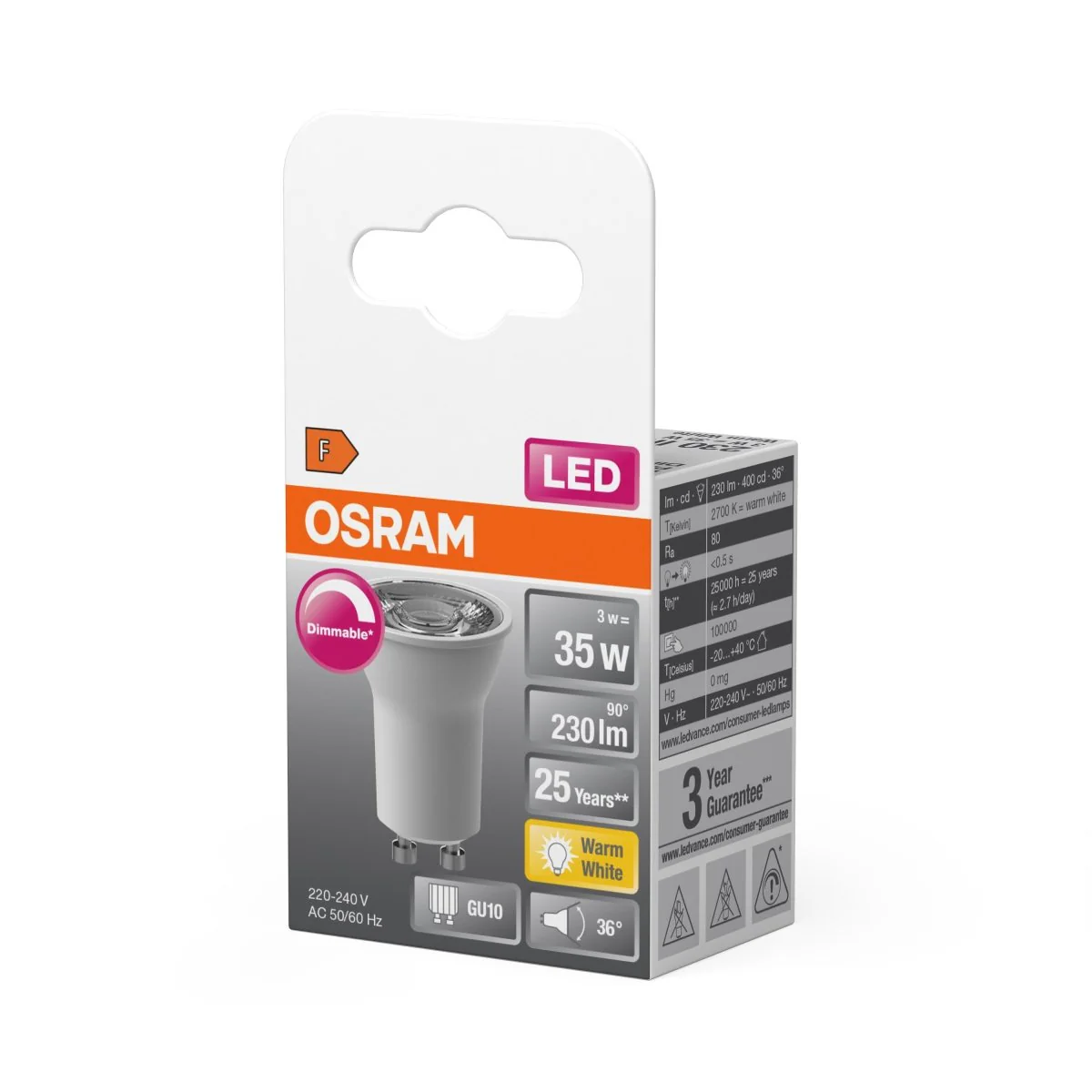 Żarówka LED OSRAM LED Star PAR11 35 36° DIM 3W 827 GU10 - Image 2