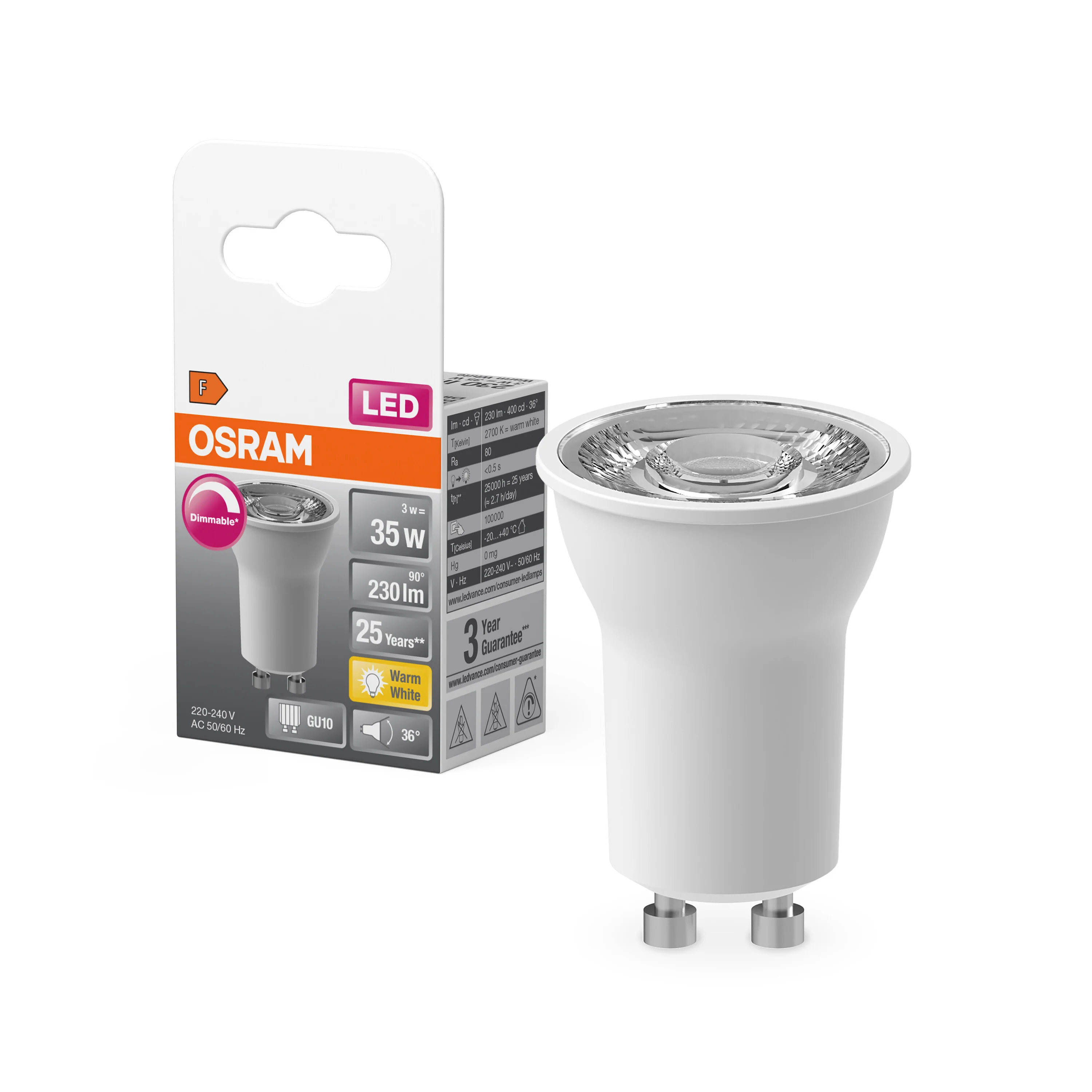 Żarówka LED OSRAM LED Star PAR11 35 36° DIM 3W 827 GU10 - Image 4
