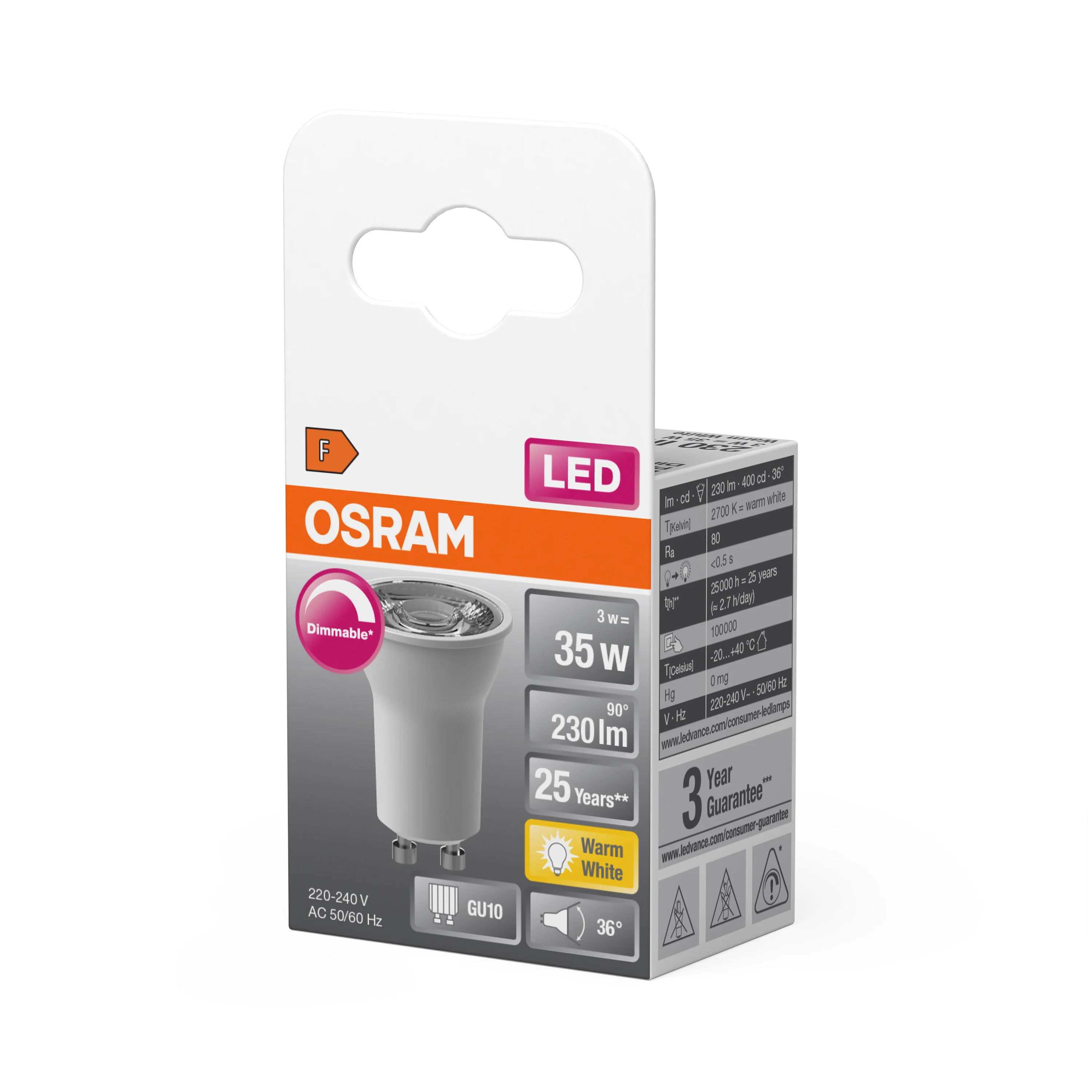 Żarówka LED OSRAM LED Star PAR11 35 36° DIM 3W 827 GU10 - Image 5