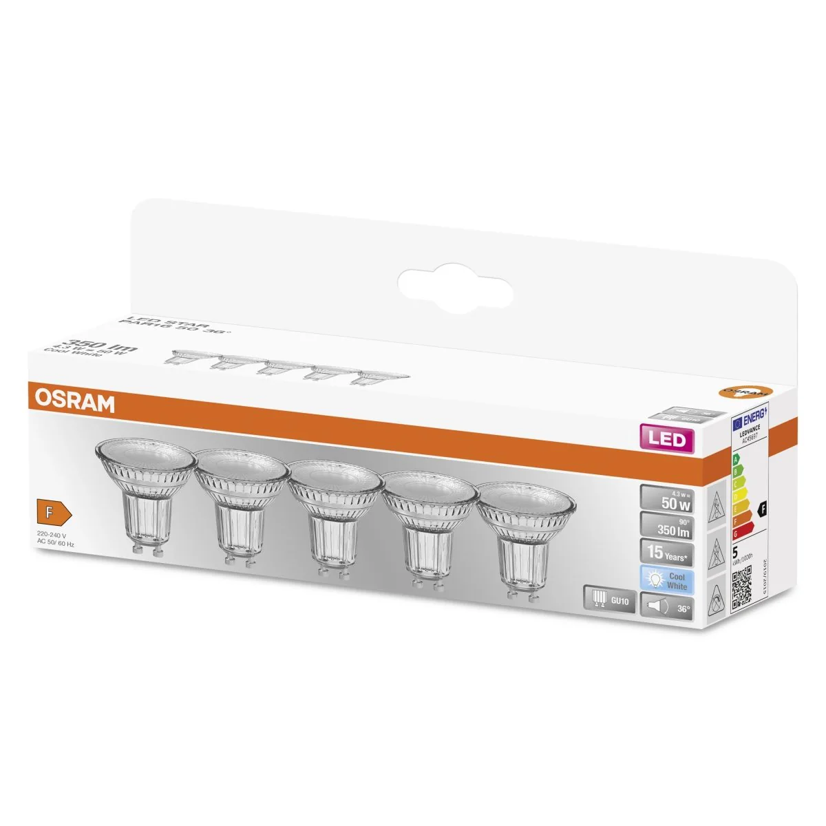 Żarówka LED OSRAM LED Star PAR16 50 36° 4.3W 840 GU10 - Image 2