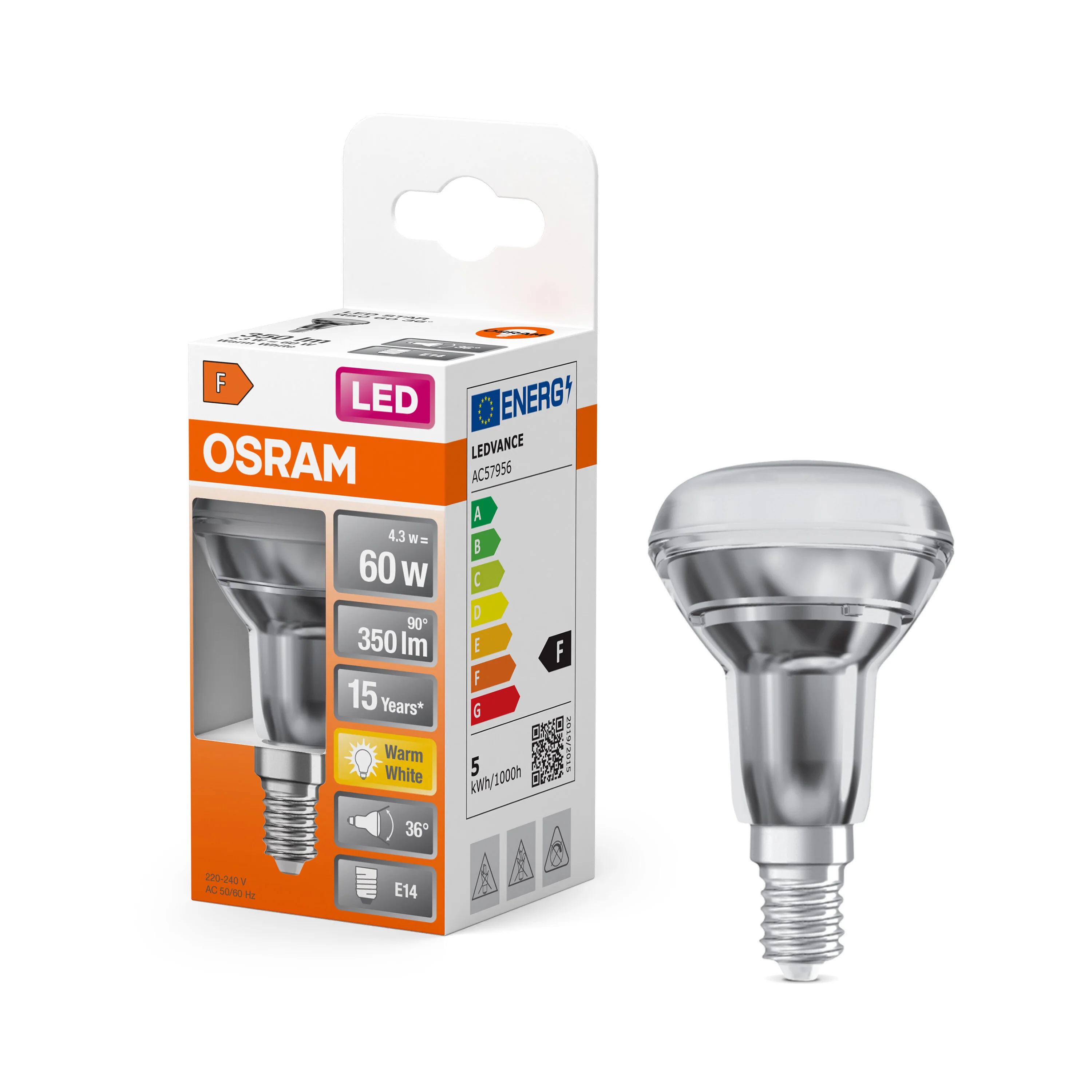 Żarówka LED OSRAM LED Star R50 60 36° 4.3W 827 E14 ciepła - Image 4
