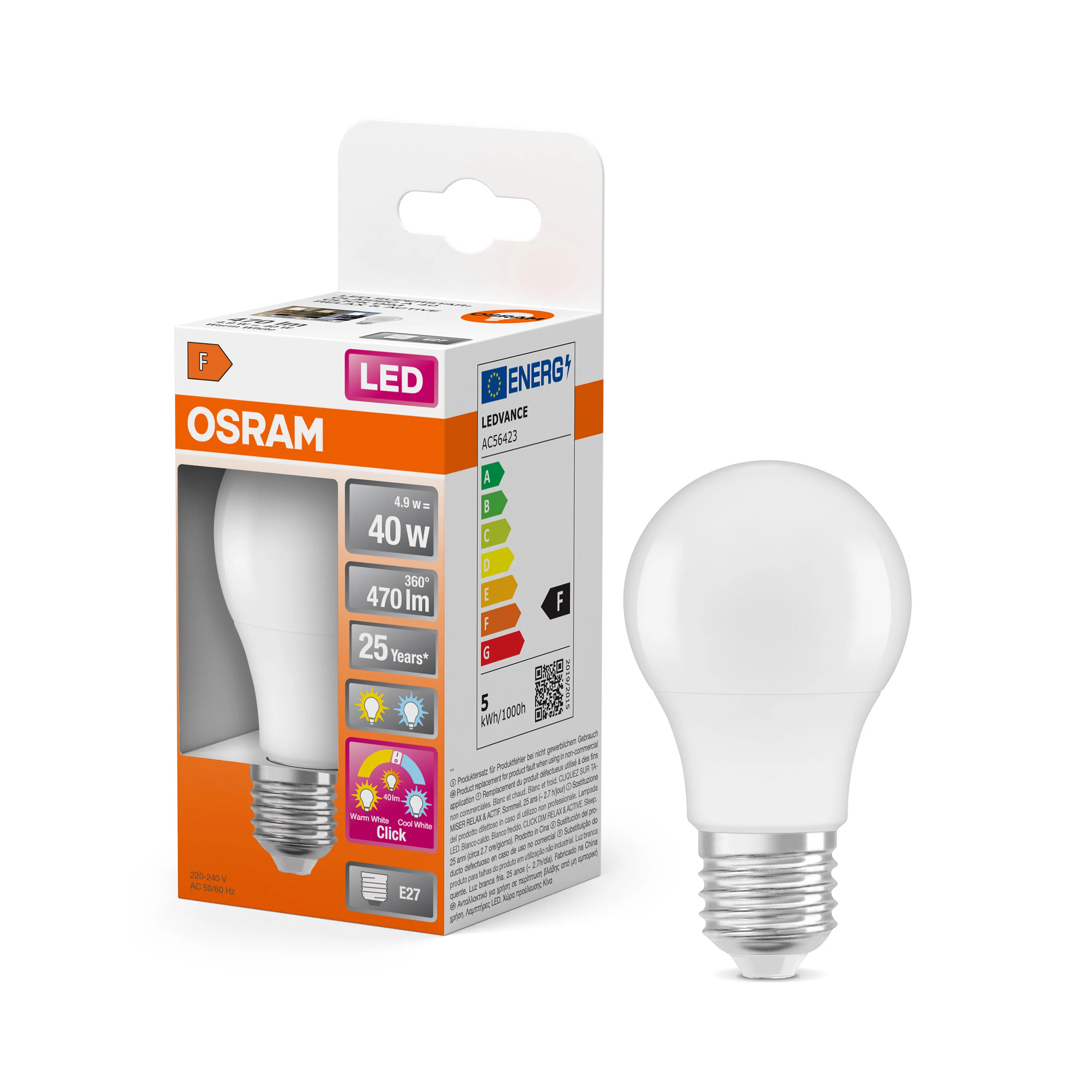 Żarówka LED OSRAM LED Superstar classic A 40 Relax/Active/Sleep  4.9W 827/840 Frosted E27 3x click - Image 4